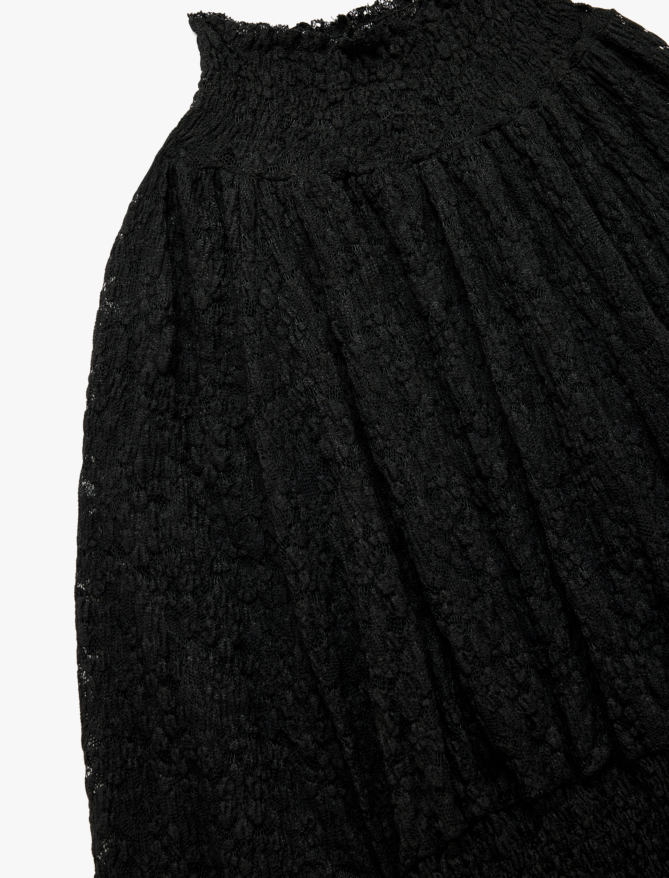   Slim Fit Gipeli Uzun Balon Kollu Dik Yaka Crop Dantelli Bluz