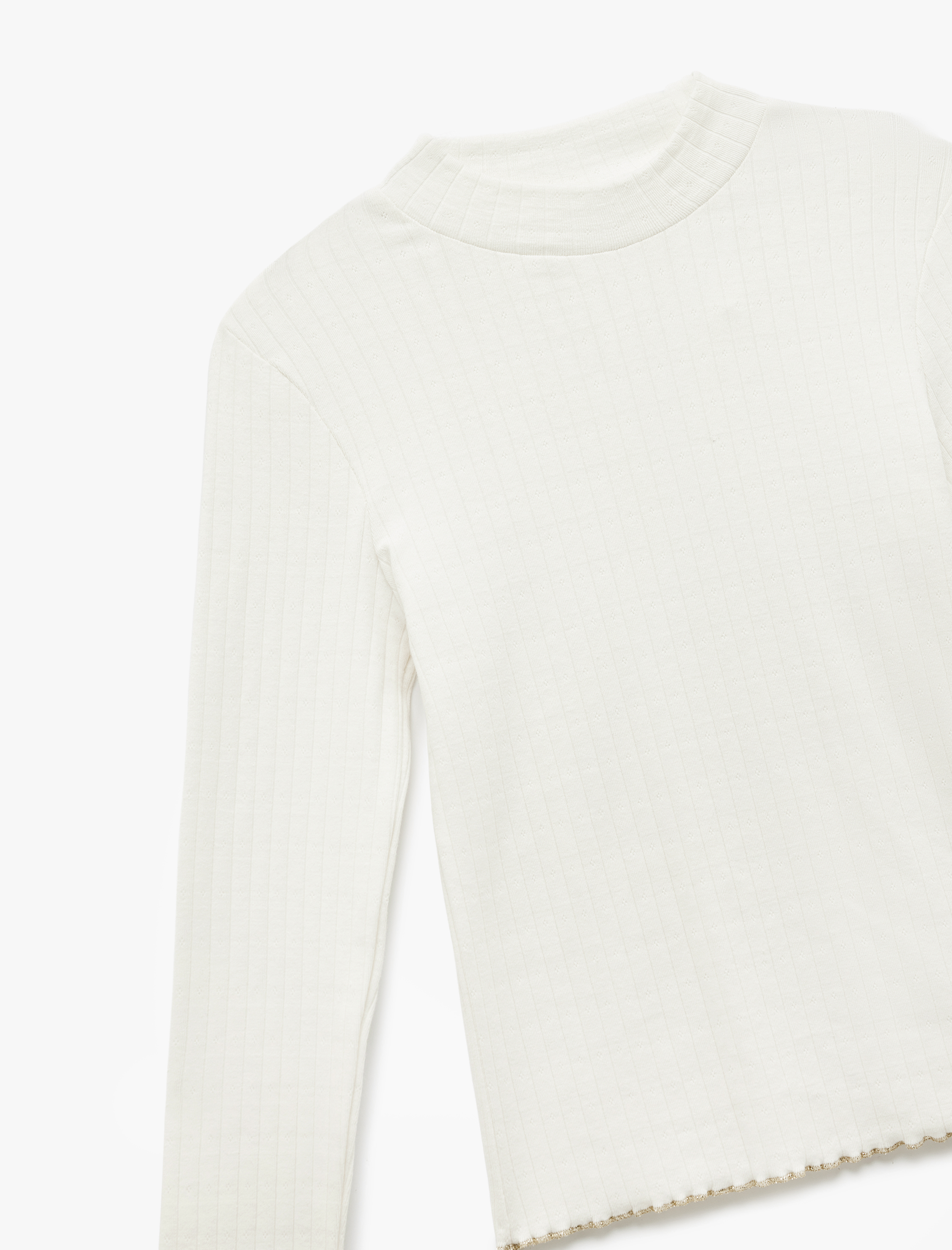 Pamuklu Uzun Kollu Hafif Dik Yaka Slim Fit Tişört