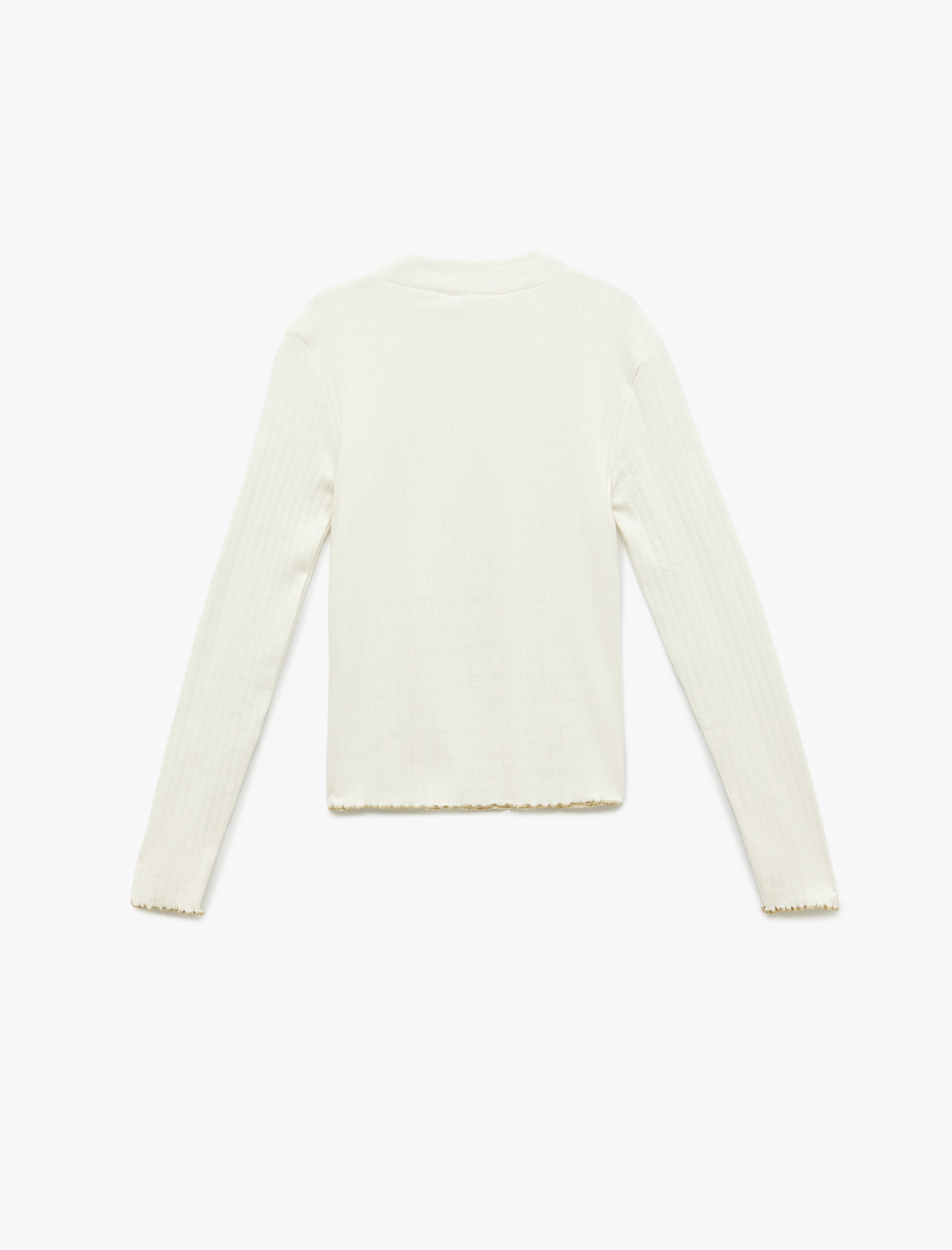 Pamuklu Uzun Kollu Hafif Dik Yaka Slim Fit Tişört