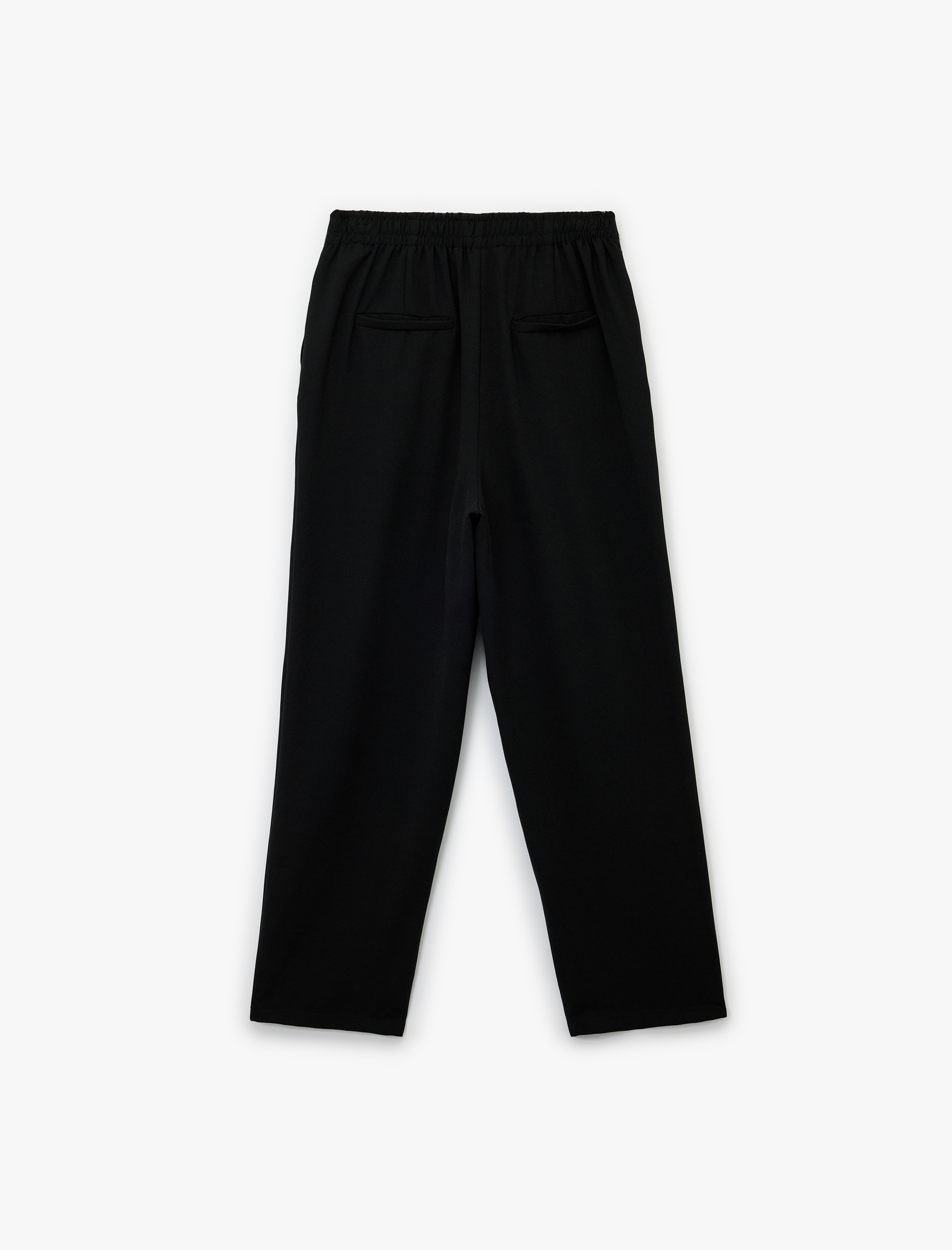   Yüksek Bel Metal Aksesuarlı Cep Detaylı Beli Lastikli Havuç Pantolon