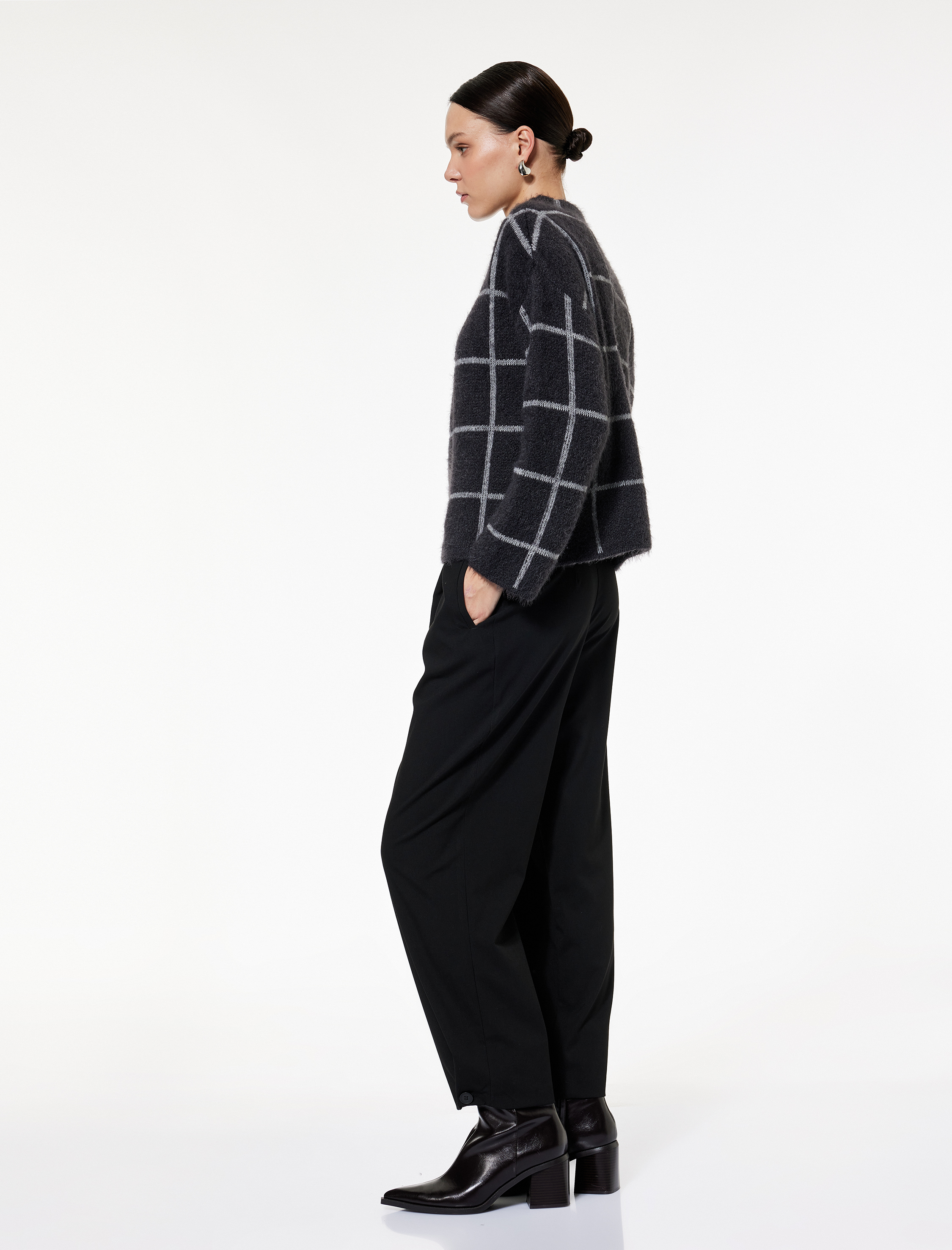   Cepli Pileli Oversize Balon Fit Kumaş Pantolon