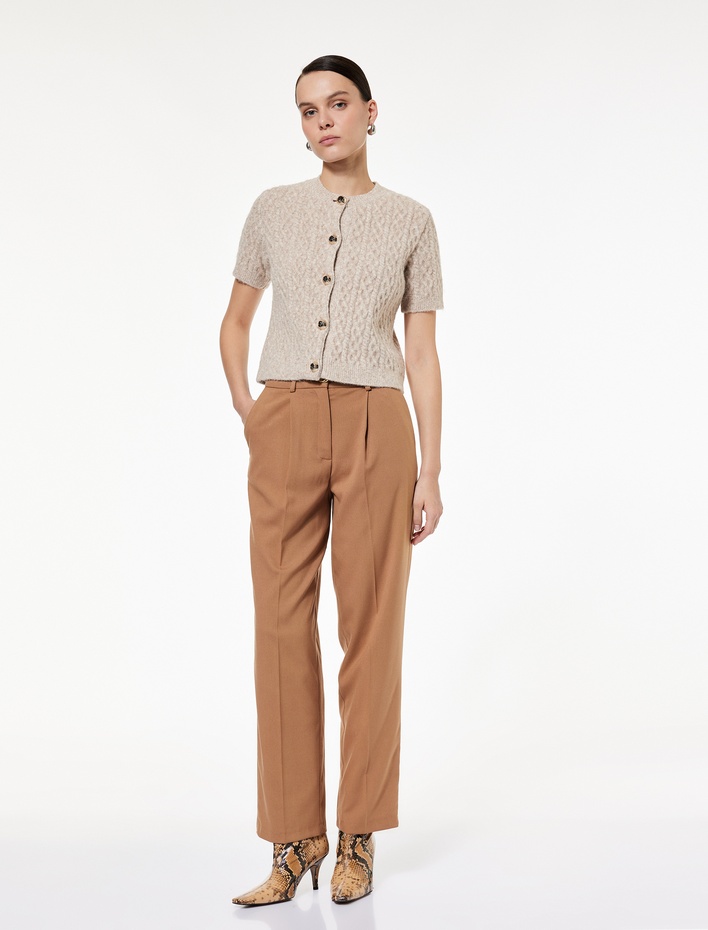  Cepli Pileli Kemerli Düz Paça Kumaş Pantolon