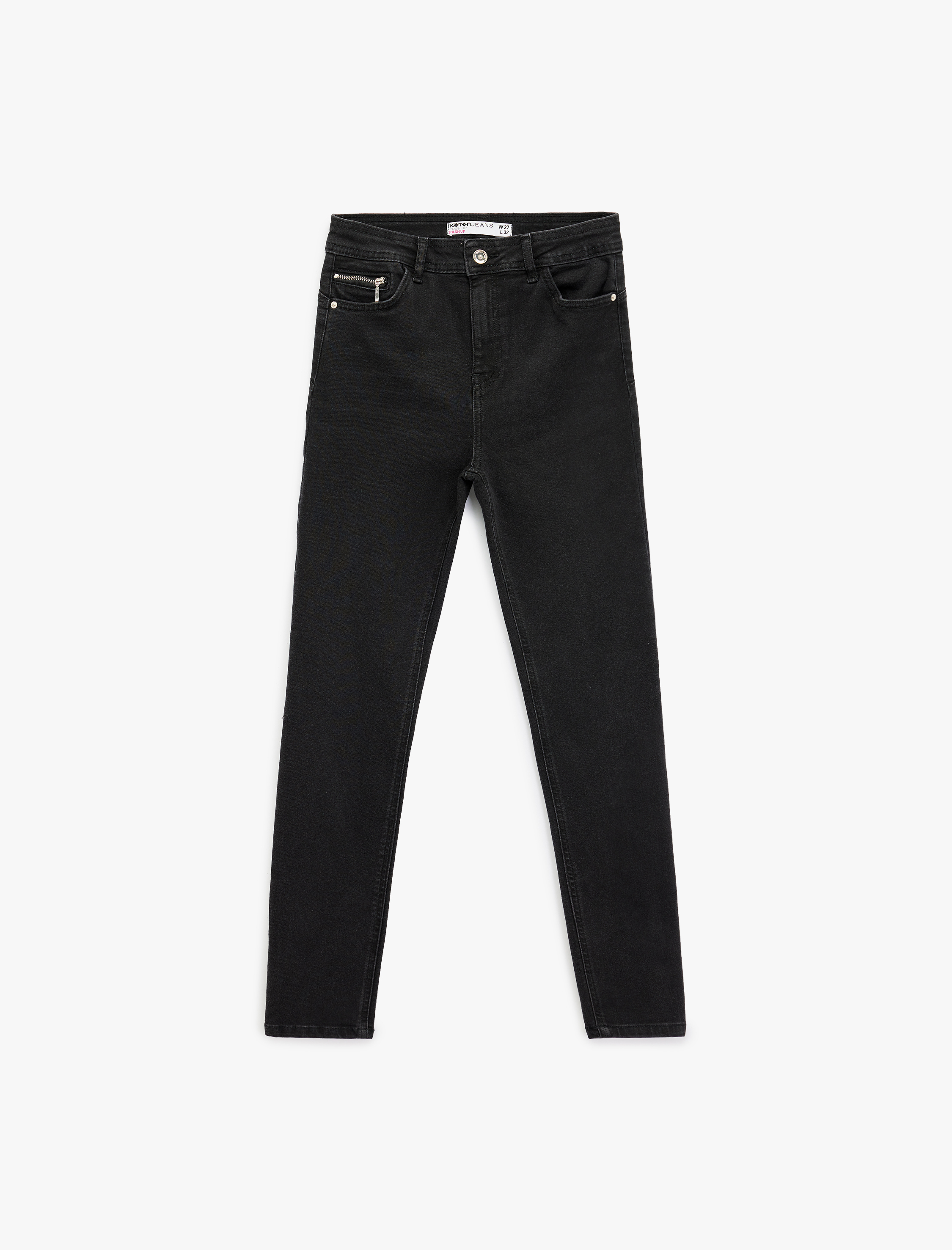   Yüksek Bel Fermuar Cep Detaylı Toparlayıcı Skinny Jean Pantolon -  Push Up Skinny Jeans