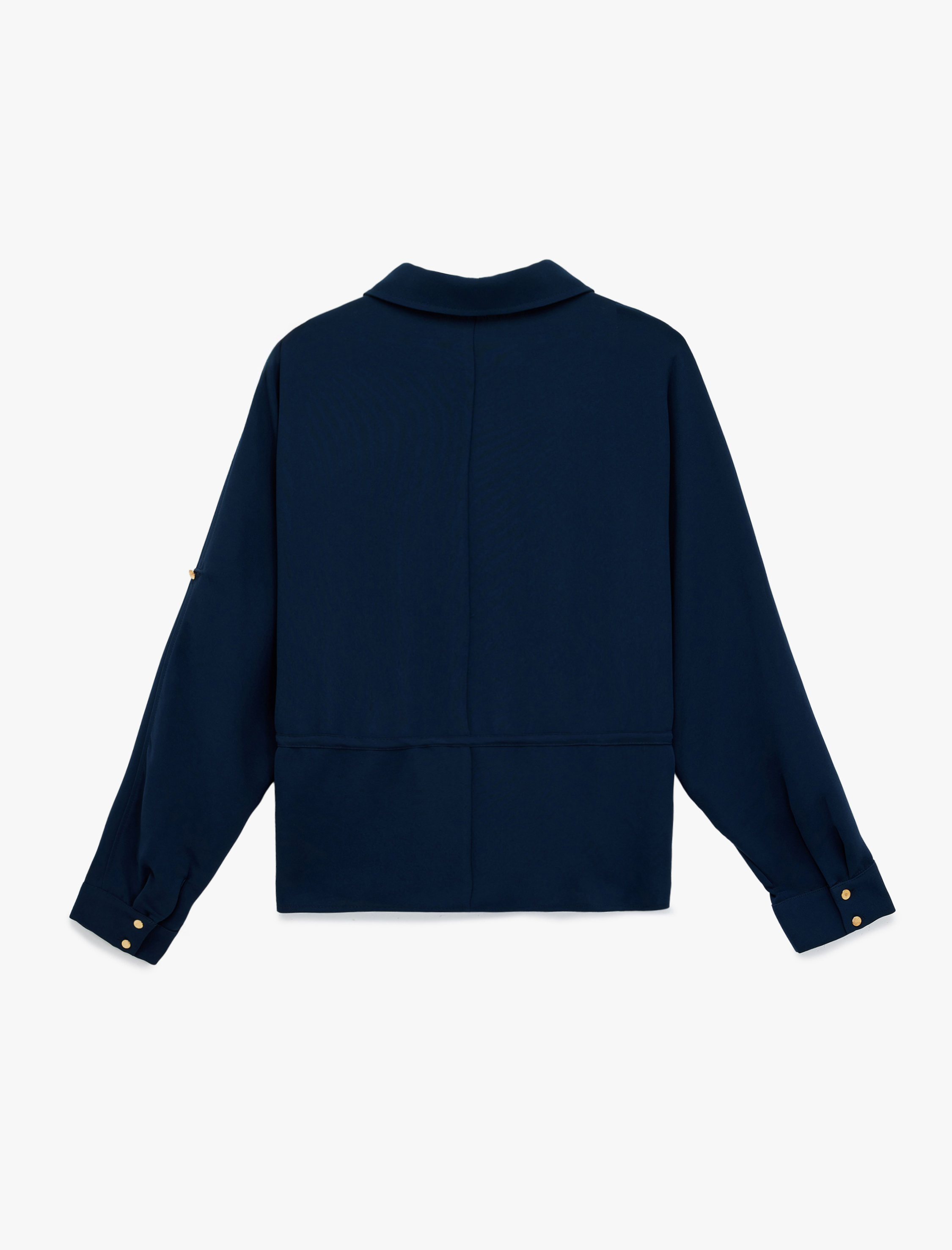 Krep Kumaş Regular Fit Bağlama Detaylı Uzun Kollu Gömlek Ceket