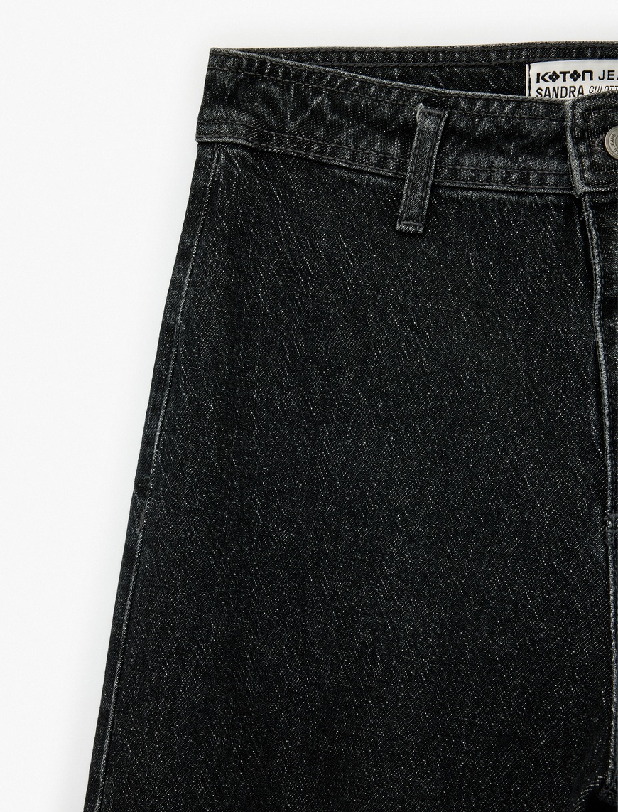   Yüksek Bel Rahat Kalıp Geniş Paça Jean Pantolon - Culotte Jeans
