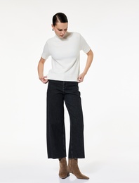 Yüksek Bel Rahat Kalıp Geniş Paça Jean Pantolon - Culotte Jeans