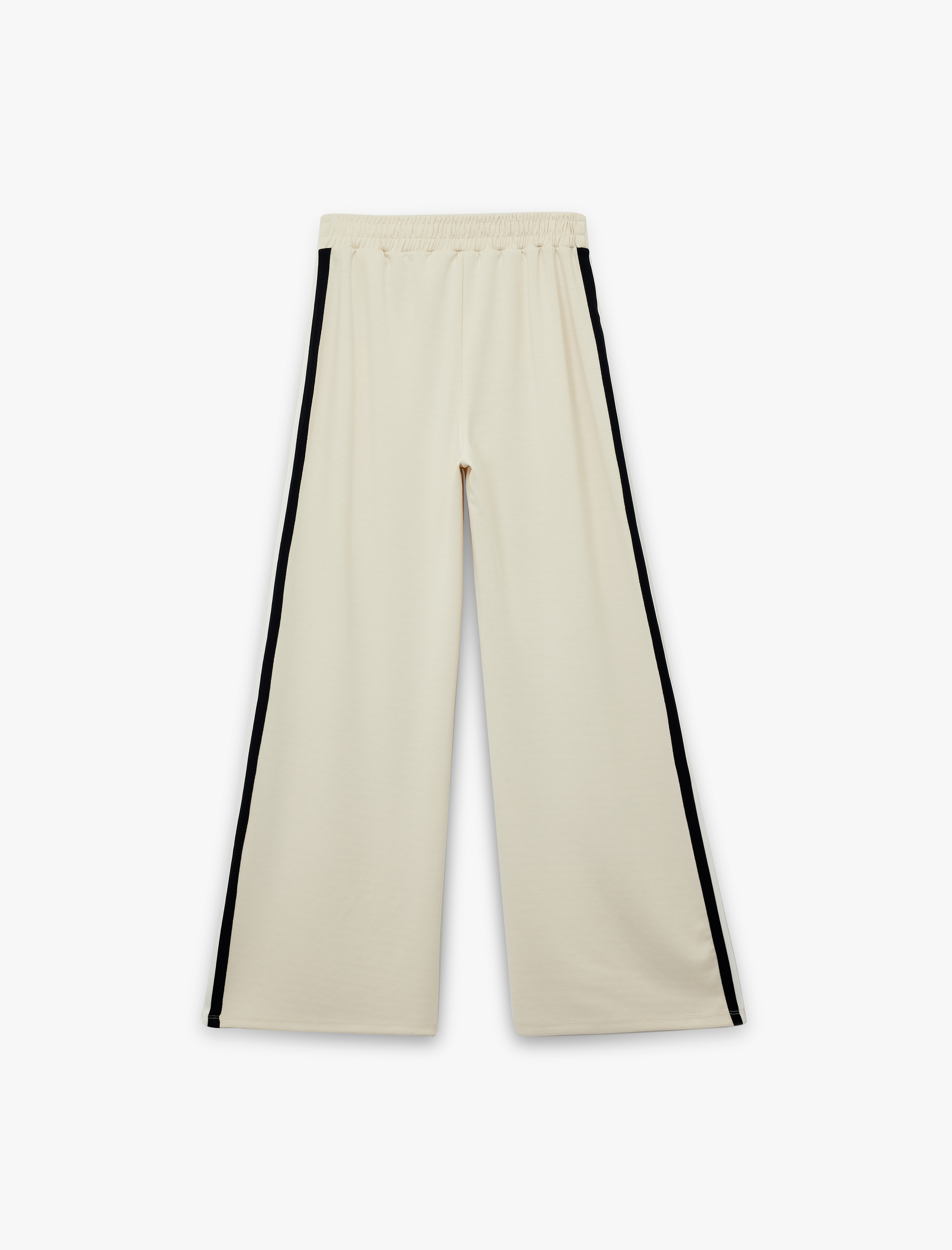   Şardonlu Modal Kumaş Yanları Şerit Detaylı Geniş Paça Eşofman Altı