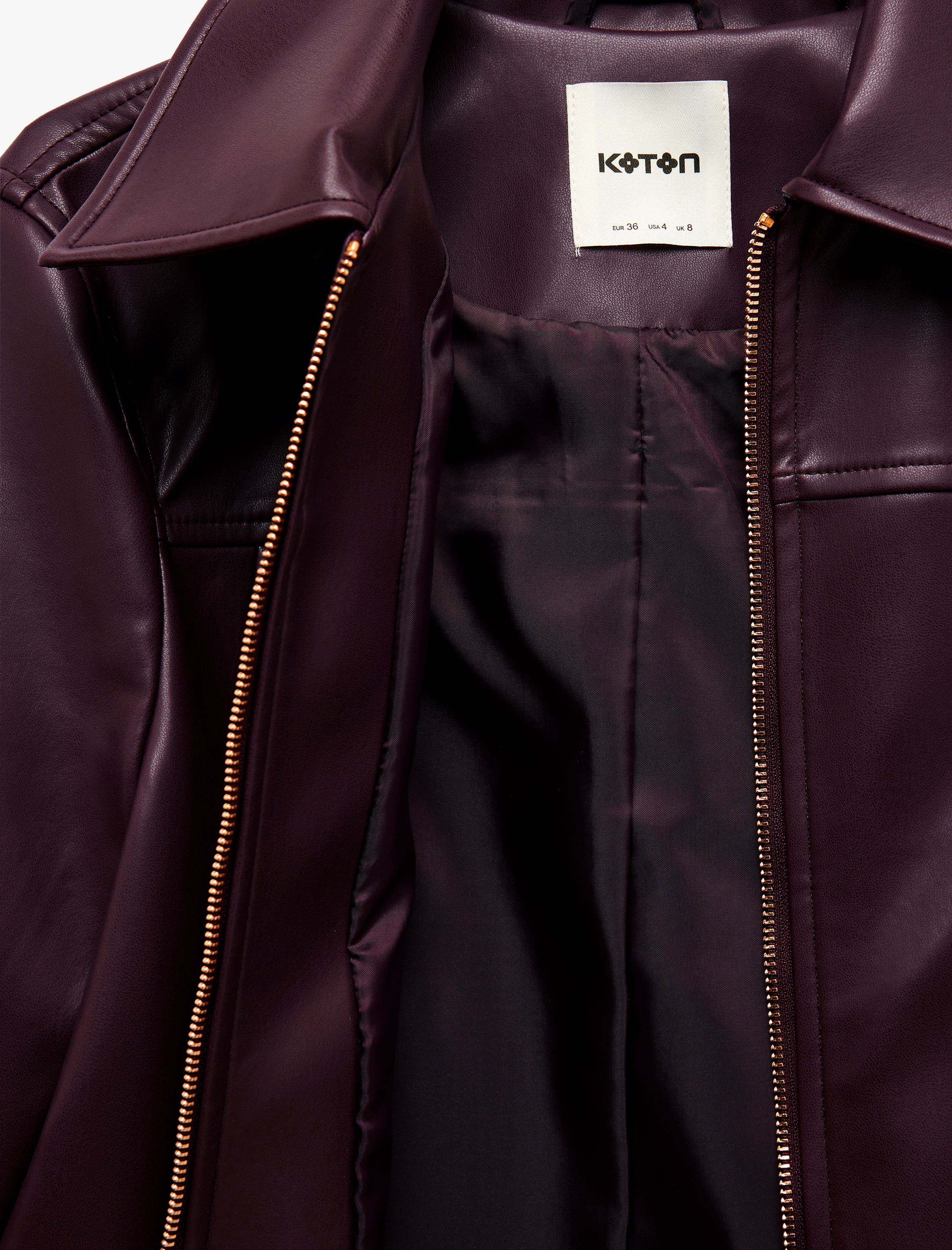   Uzun Kollu Cepli Fermuarlı Crop Suni Deri Ceket