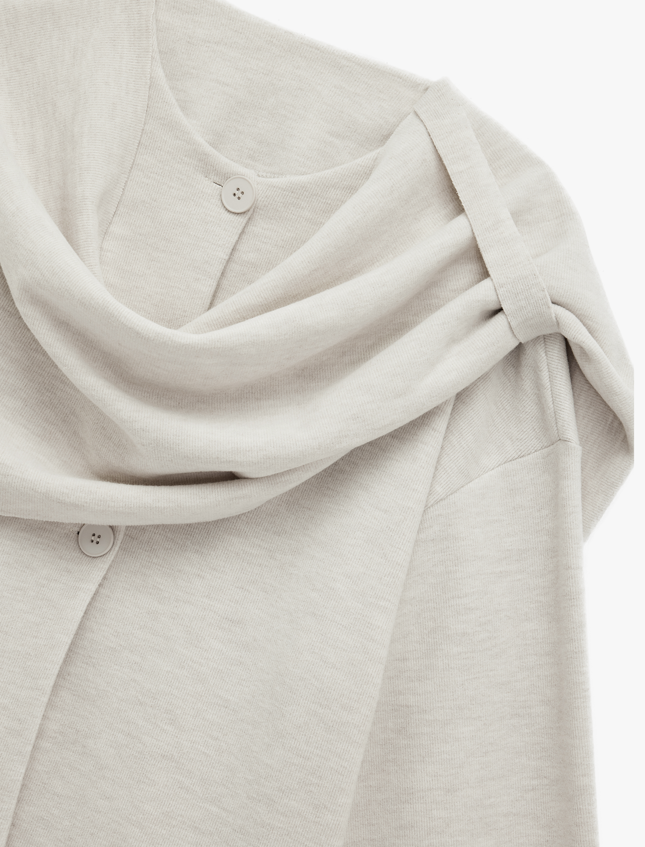 Uzun Geniş Kollu Düğmeli Şal Yaka Atkılı Hırka