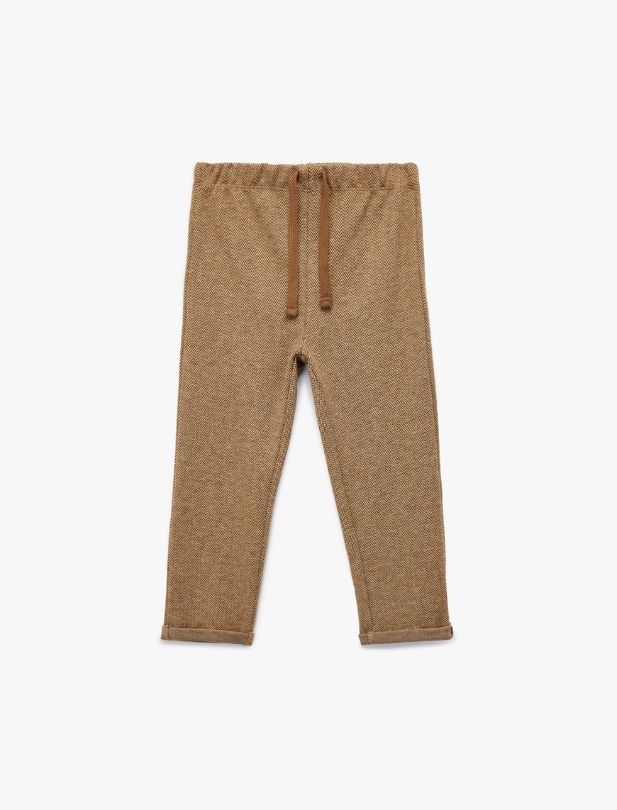  Erkek Bebek Desenli Viskon Karışımlı Beli Bağcıklı Pantolon