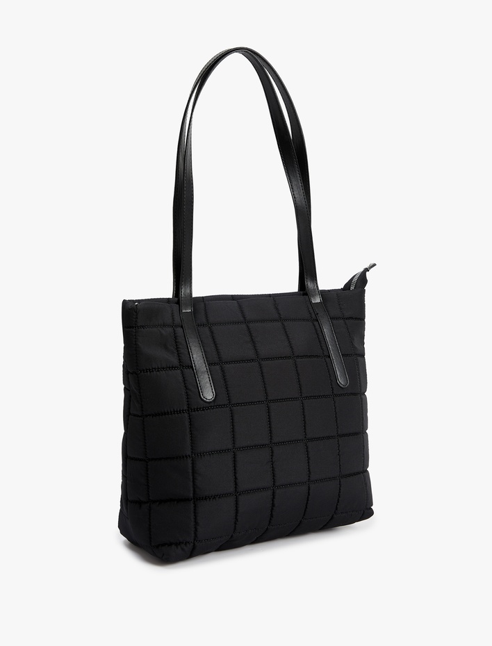 Kadın Dikiş Detaylı Saplı Şişme Tote Çanta