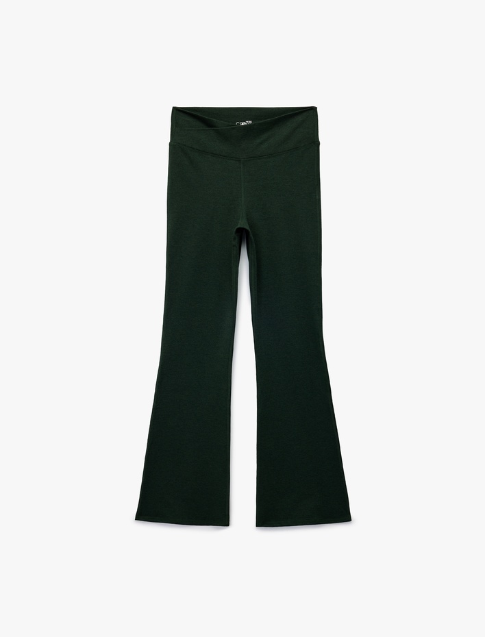  Asimetrik Yüksek Bel Slim Fit İspanyol Paça Spor Tayt