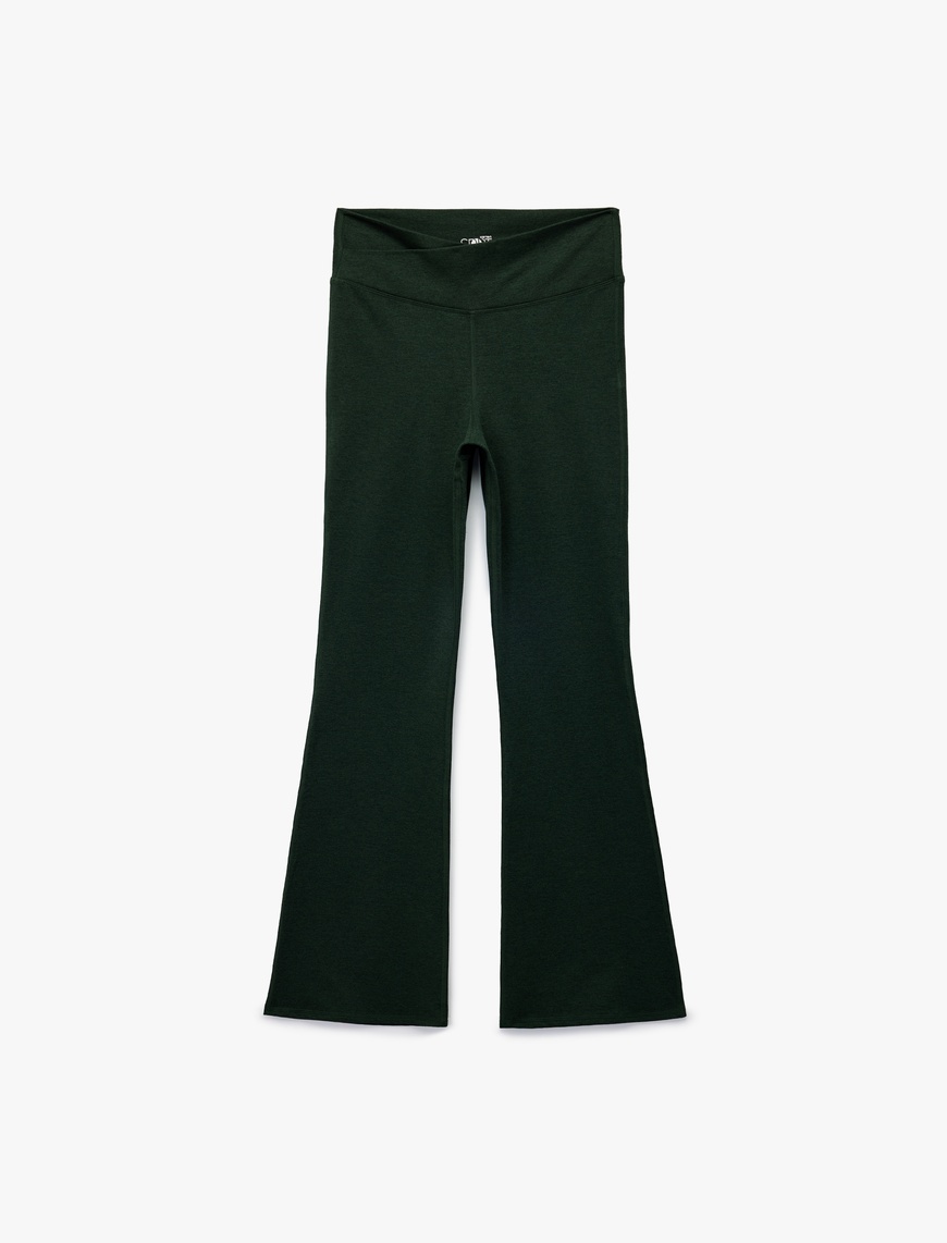 Koton Kadın Asimetrik Yüksek Bel Slim Fit İspanyol Paça Spor Tayt