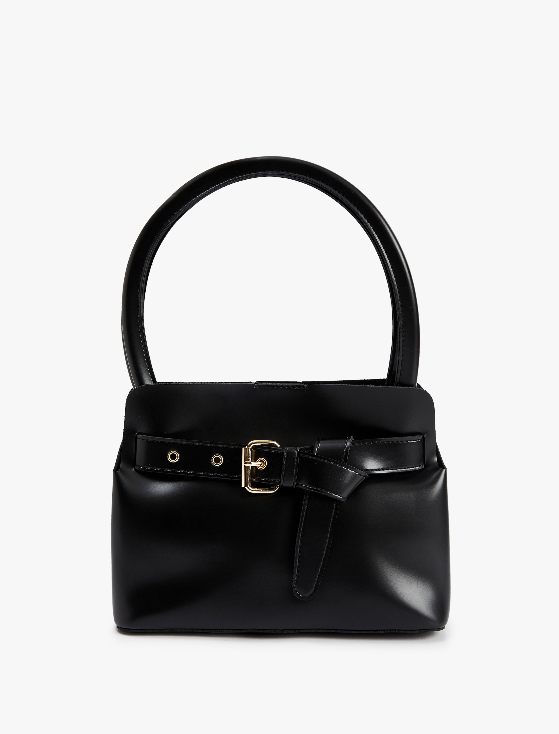  Kadın Metalik Aksesuarlı Toka Detaylı Saplı Suni Deri Çanta