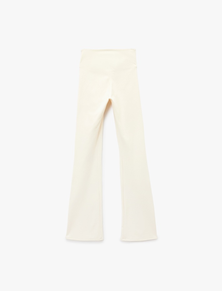  Yüksek Bel İspanyol Paça Dikiş Detaylı Spor Tayt