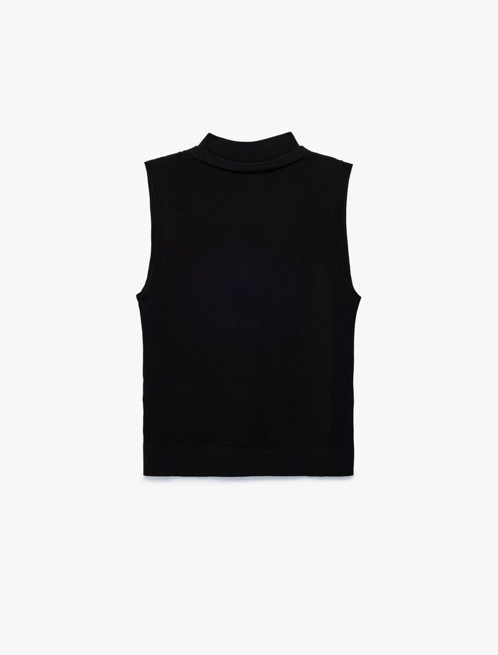  Düğmeli V Yaka Triko Yelek