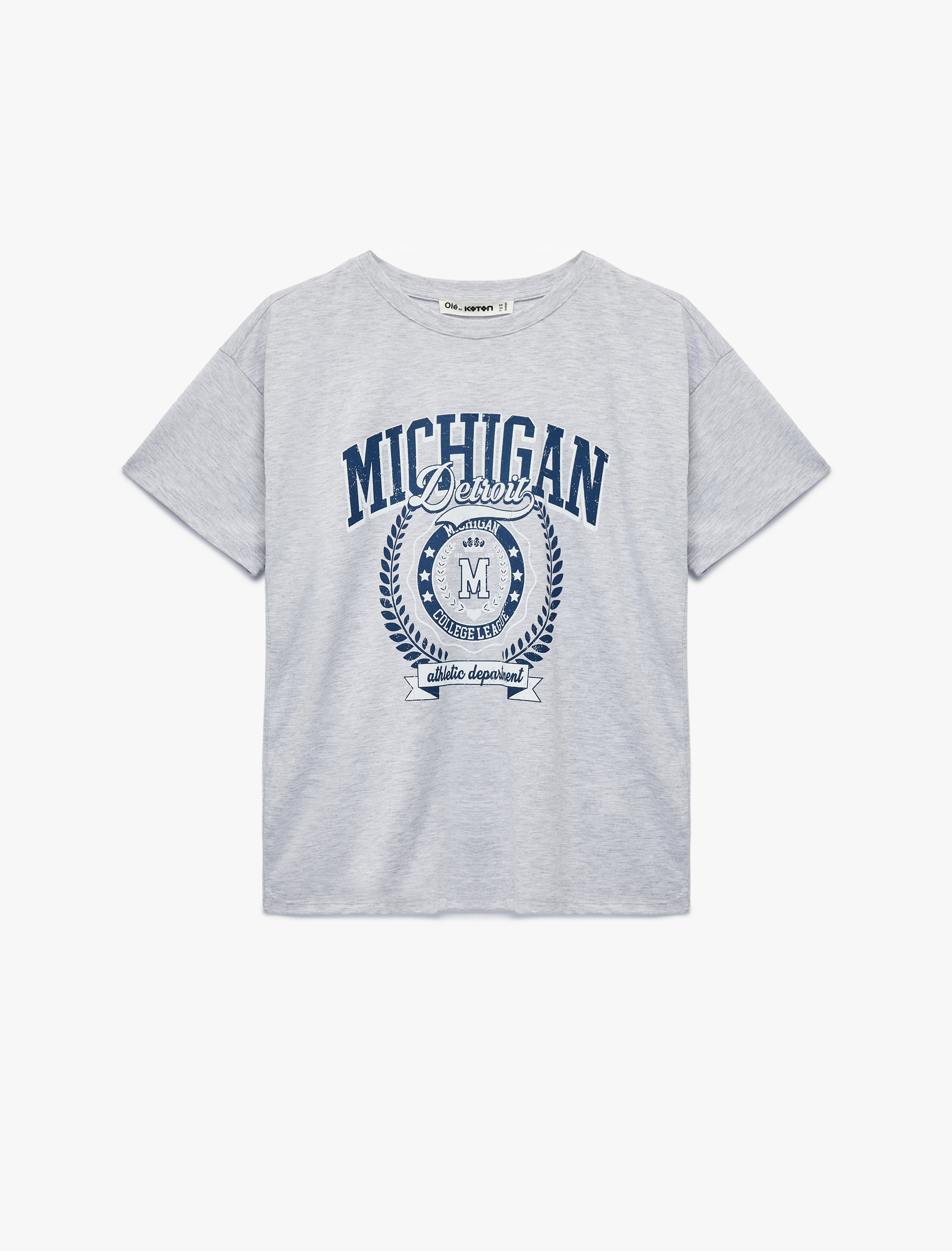   Kısa Kollu Kolej Baskılı Bisiklet Yaka Oversize Tişört