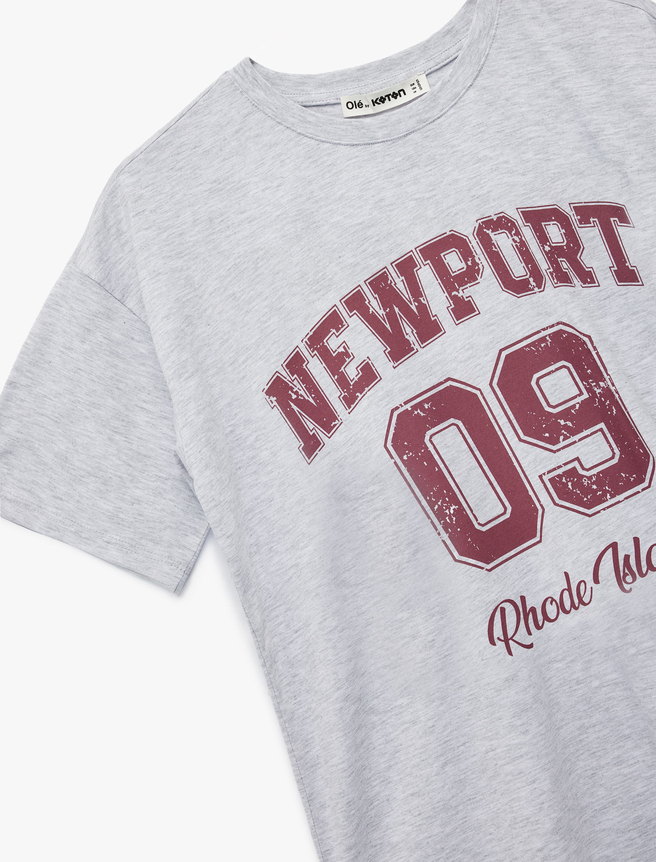   Kısa Kollu Kolej Baskılı Bisiklet Yaka Oversize Tişört