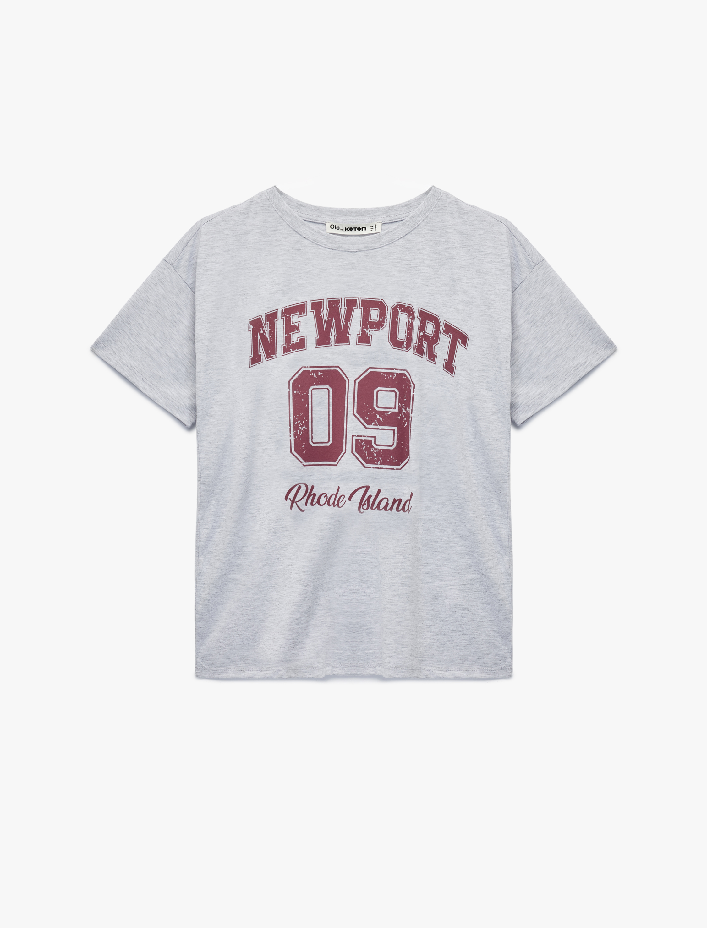   Kısa Kollu Kolej Baskılı Bisiklet Yaka Oversize Tişört