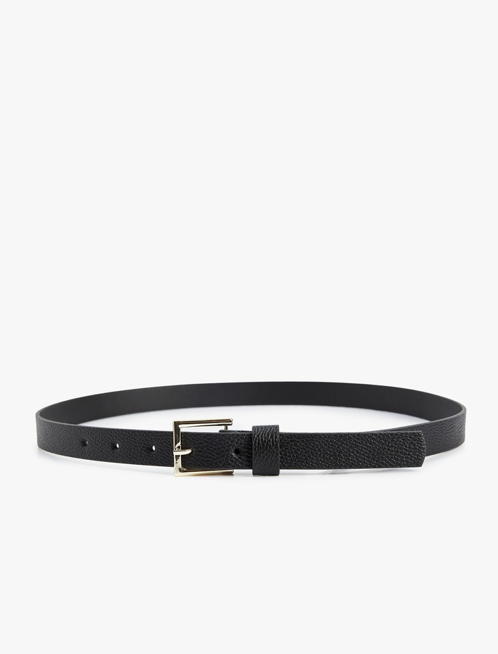 Kadın Metal Tokalı Suni Deri Basic İnce Kemer