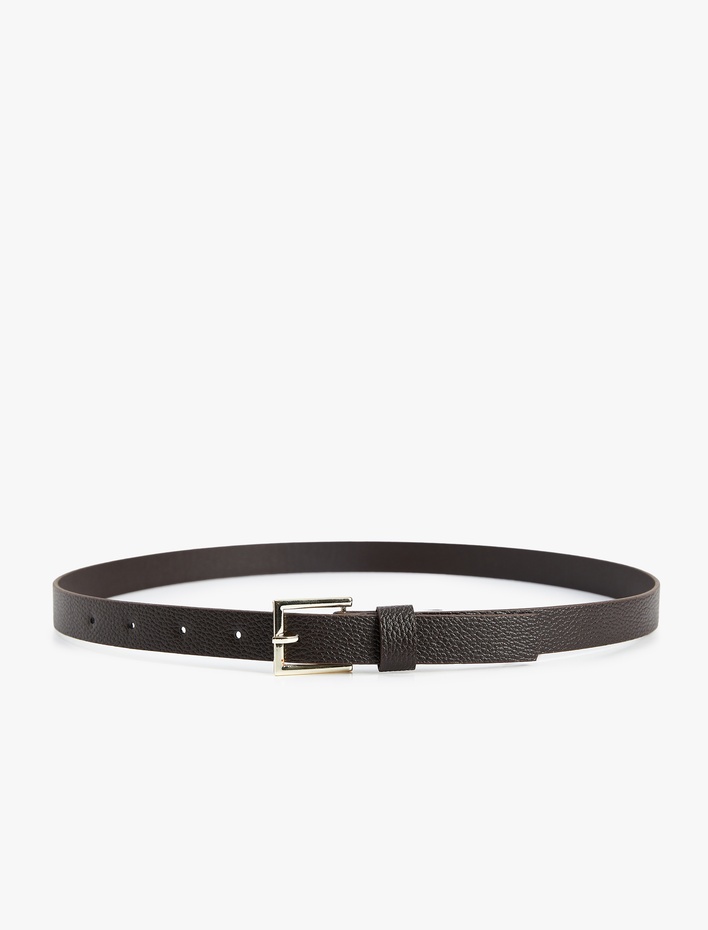 Kadın Metal Tokalı Suni Deri Basic İnce Kemer