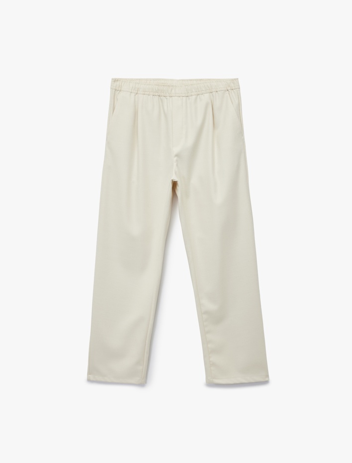  Cep Detaylı Viskon Karışımlı Beli Lastikli Kışlık Pantolon