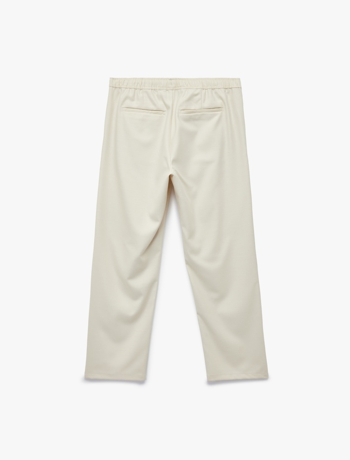  Cep Detaylı Viskon Karışımlı Beli Lastikli Kışlık Pantolon