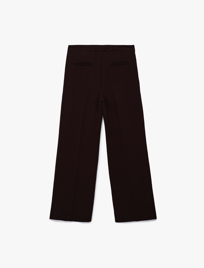  Kemer Detaylı Bilek Boy Geniş Paça Krep Palazzo Pantolon