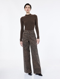 Koton X Sima Tarkan -  Pamuklu Düğmeli Cepli Bol Kalıp Leopar Desenli Jean Pantolon