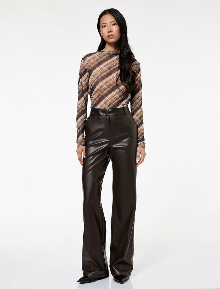  Koton X Sibil Çetinkaya - Slim Fit Uzun Kollu Dik Yaka Ekose Bluz