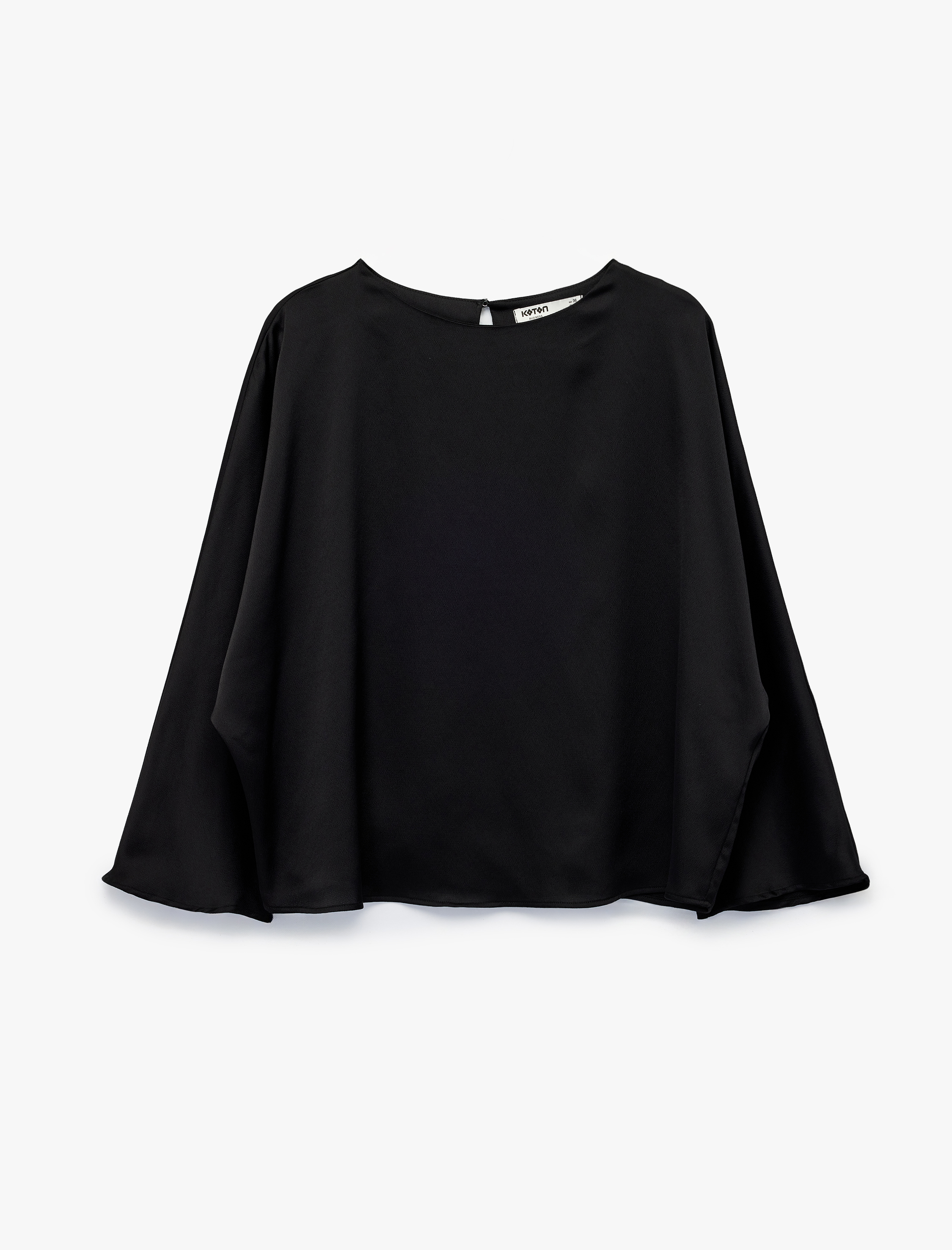 Uzun Kollu Bisiklet Yaka Volanlı Bluz