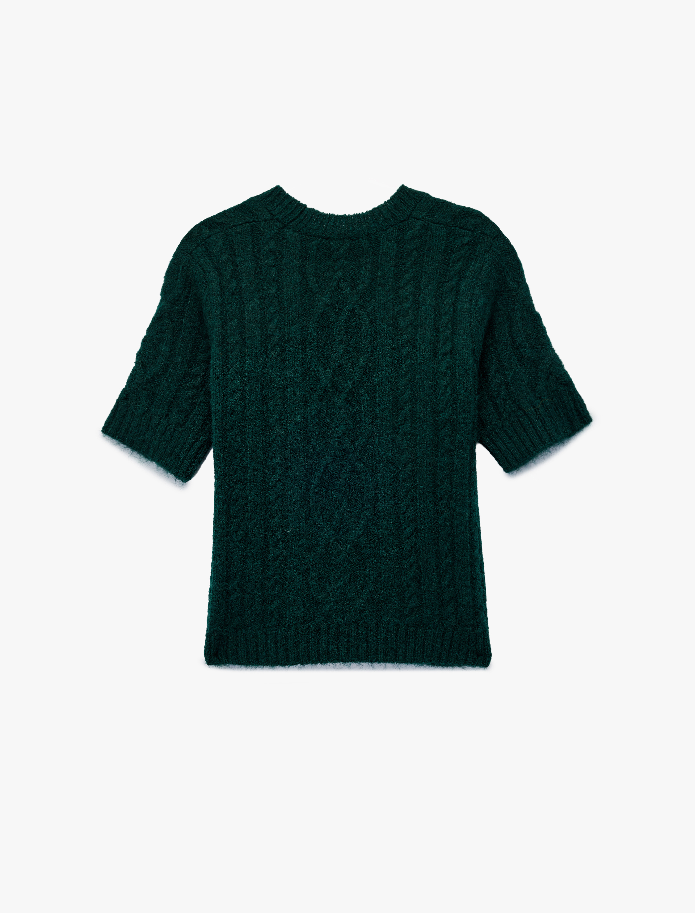   Koton X Melis Ağazat - Regular Fit Kısa Kollu Bisiklet Yaka Saç Örgü Triko Kazak