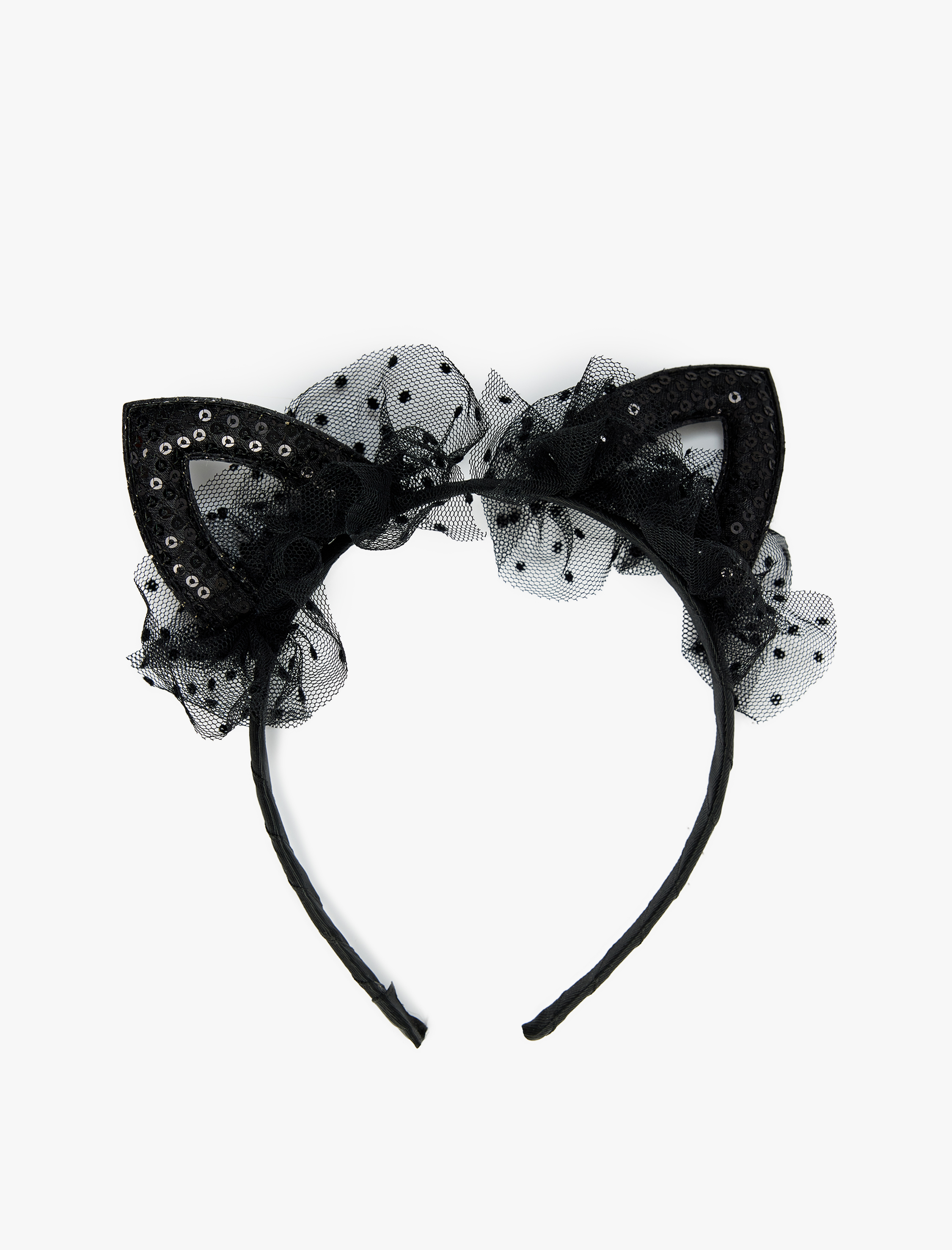  Kız Çocuk Tül ve Kulak Aplikeli Taç