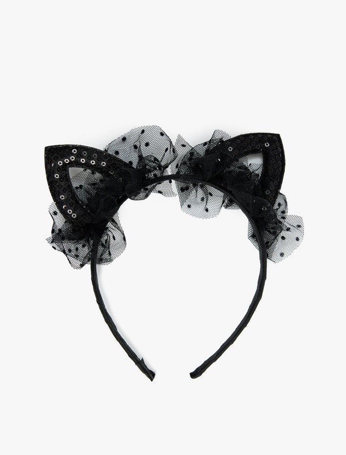 Kız Çocuk Tül ve Kulak Aplikeli Taç