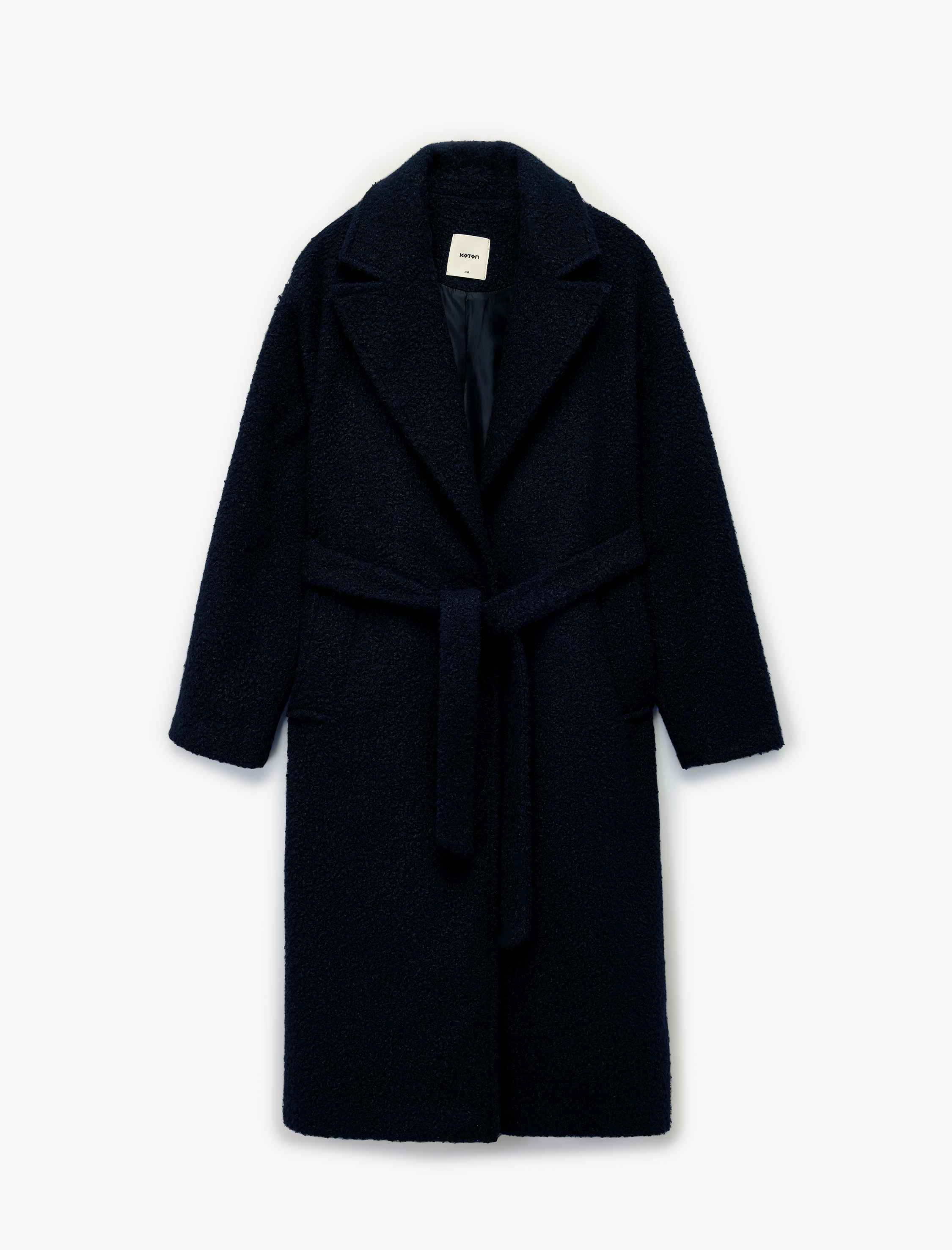   Koton X Melis Ağazat - Uzun Kollu Kemerli Uzun Peluş Buklet Kaban