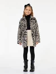 Leopar Desenli Kapaklı Cepli Uzun Kollu Bisiklet Yaka Kaban