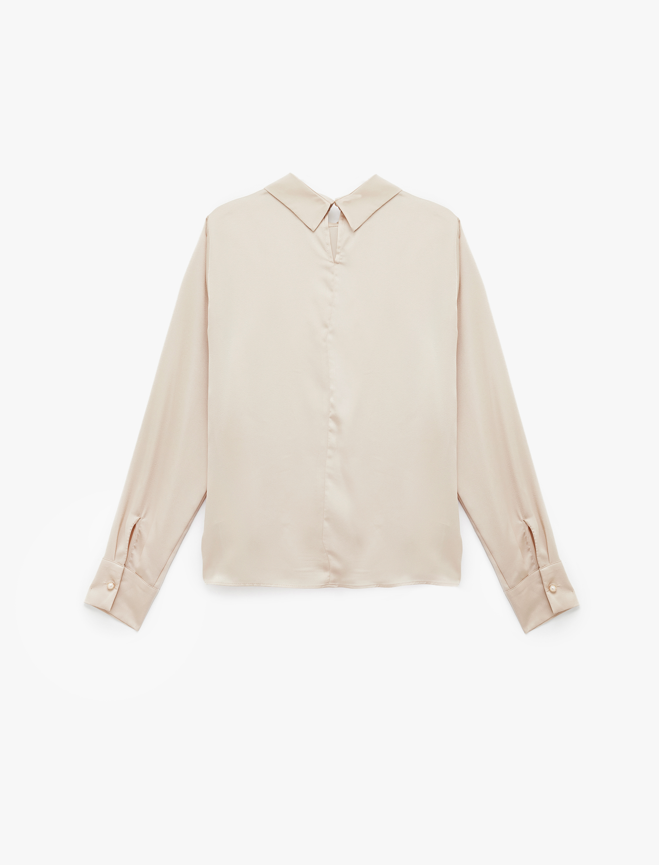   Asimetrik Yaka Uzun Kollu Saten Bluz