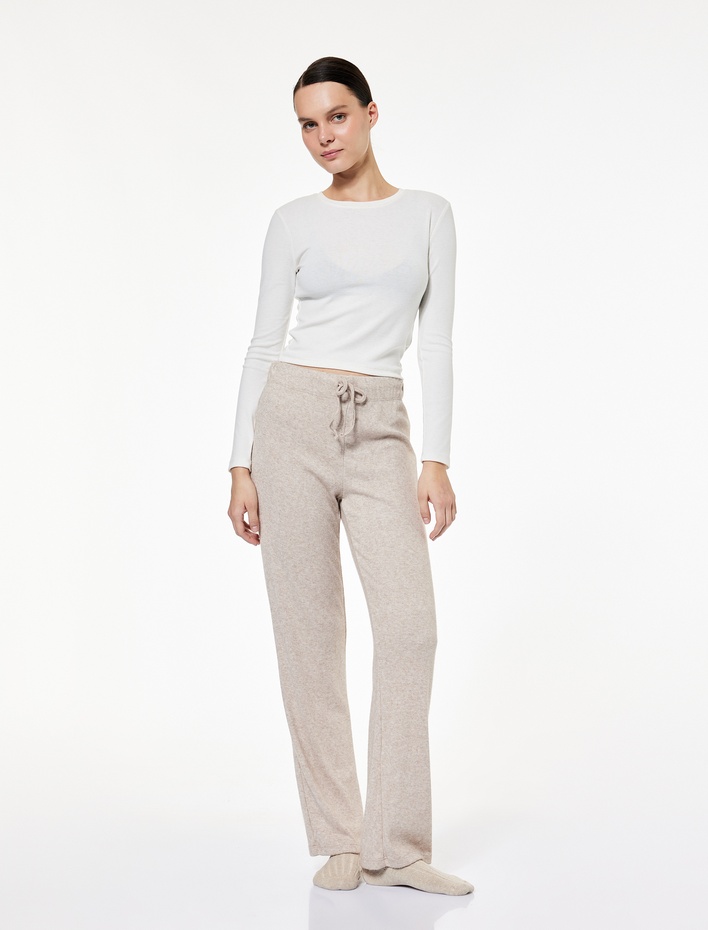  Rahat Kesim Viskon Karışımlı Beli Bağlamalı Pijama Altı