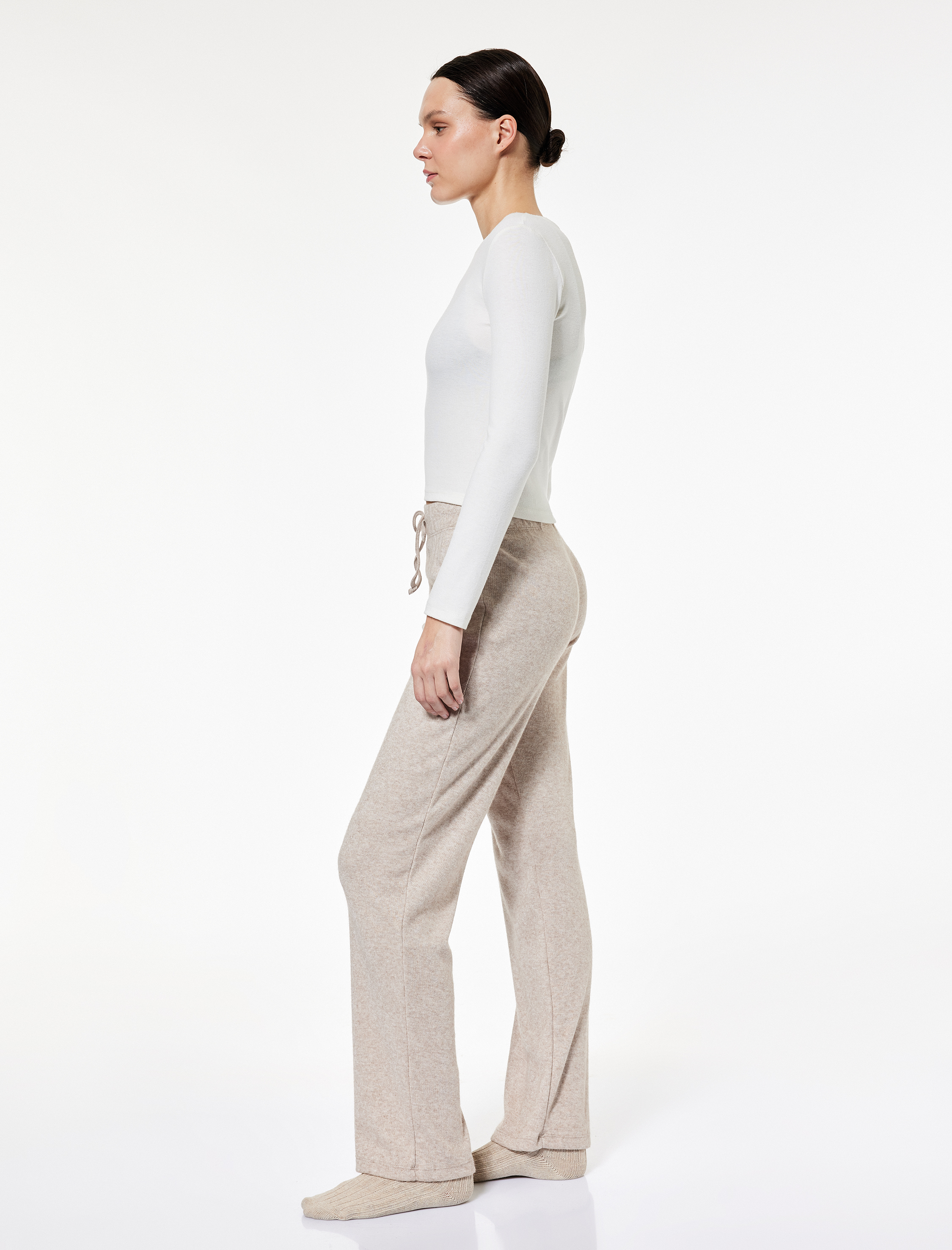   Rahat Kesim Viskon Karışımlı Beli Bağlamalı Pijama Altı