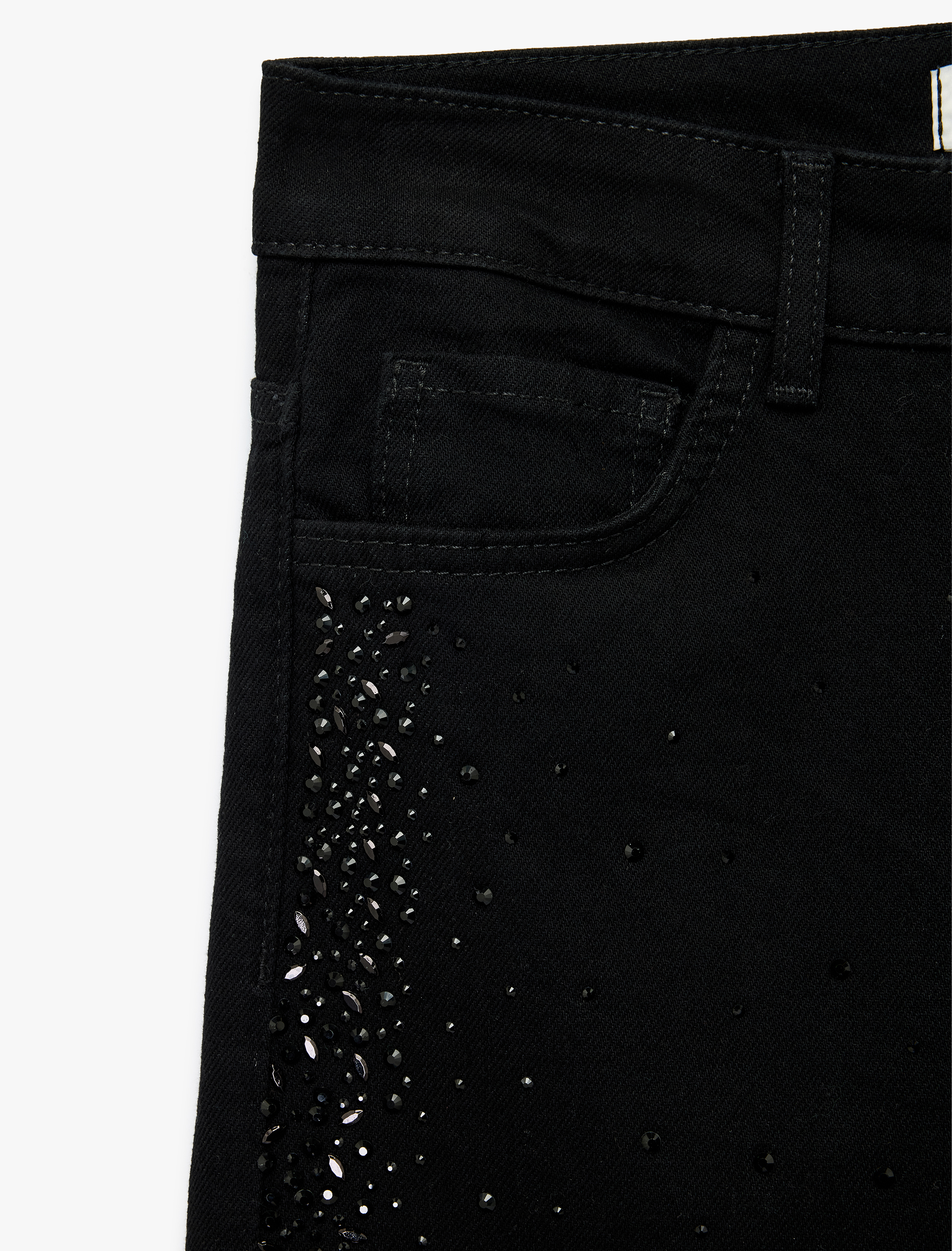 Koton X Sibil Çetinkaya - Taş Detaylı Çıtçıt Düğmeli Cepli Geniş İspanyol Paça Jean Pantolon - Flare Jean