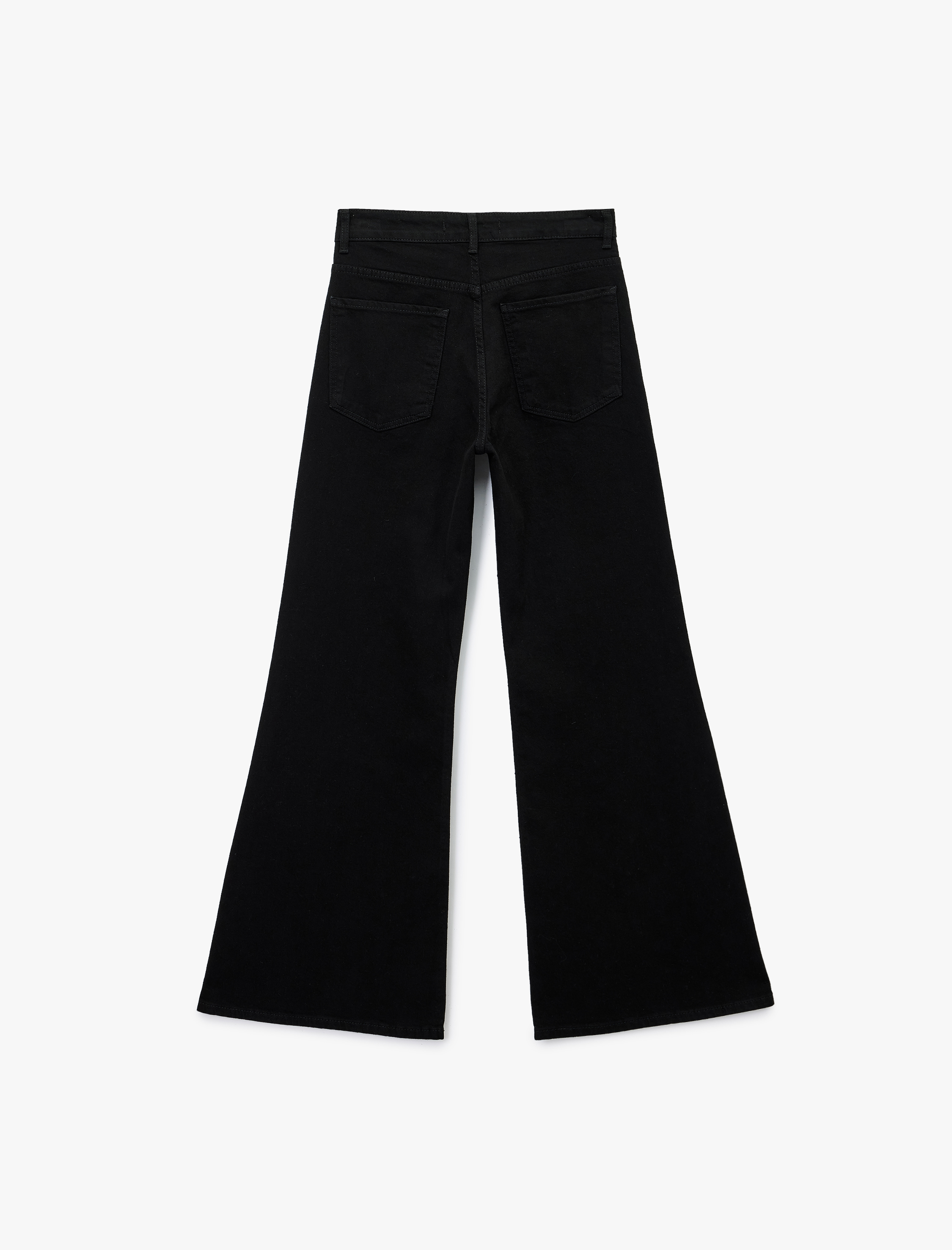 Koton X Sibil Çetinkaya - Taş Detaylı Çıtçıt Düğmeli Cepli Geniş İspanyol Paça Jean Pantolon - Flare Jean
