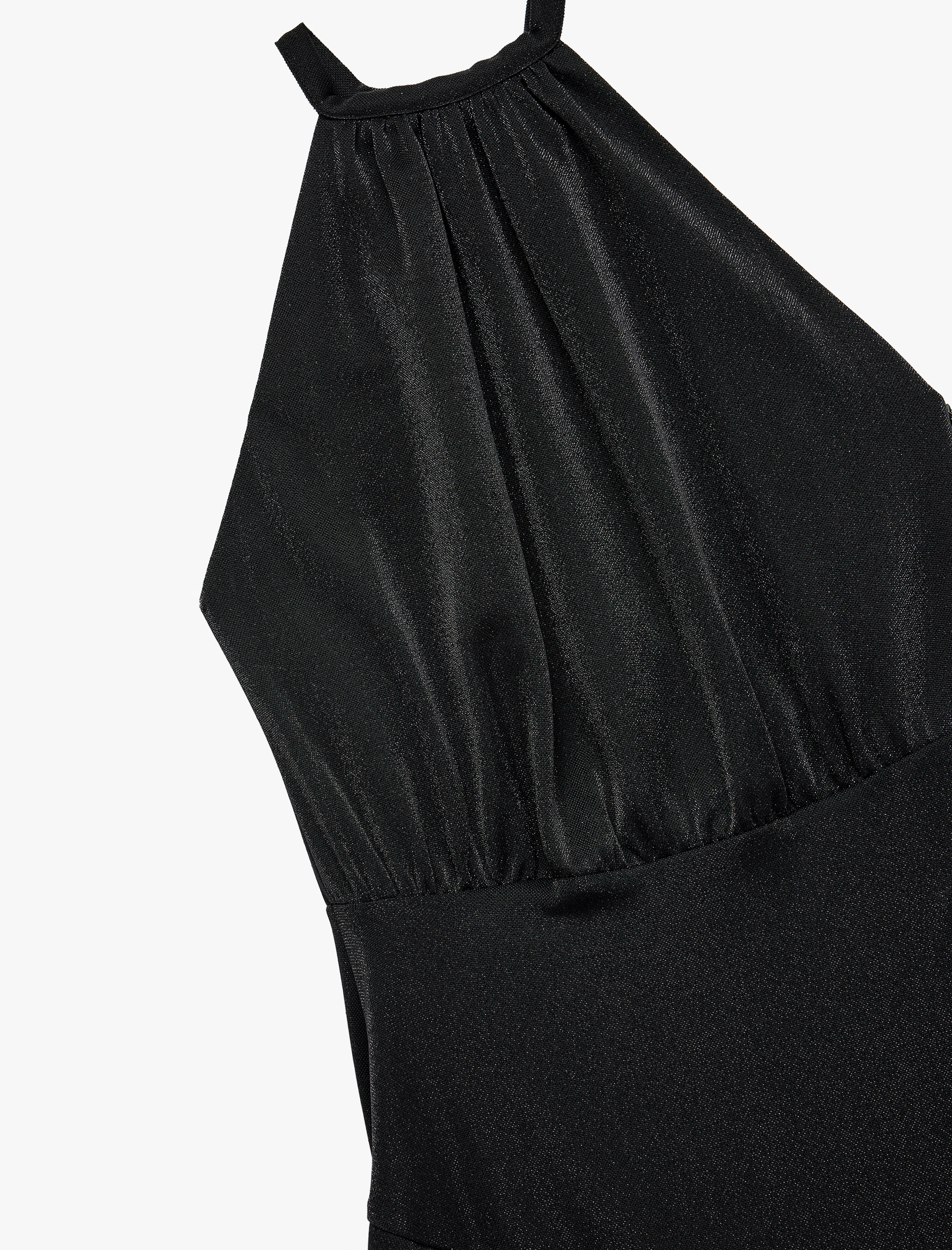   Kolsuz Halter Yaka Katlı Volanlı Mini Abiye Elbise