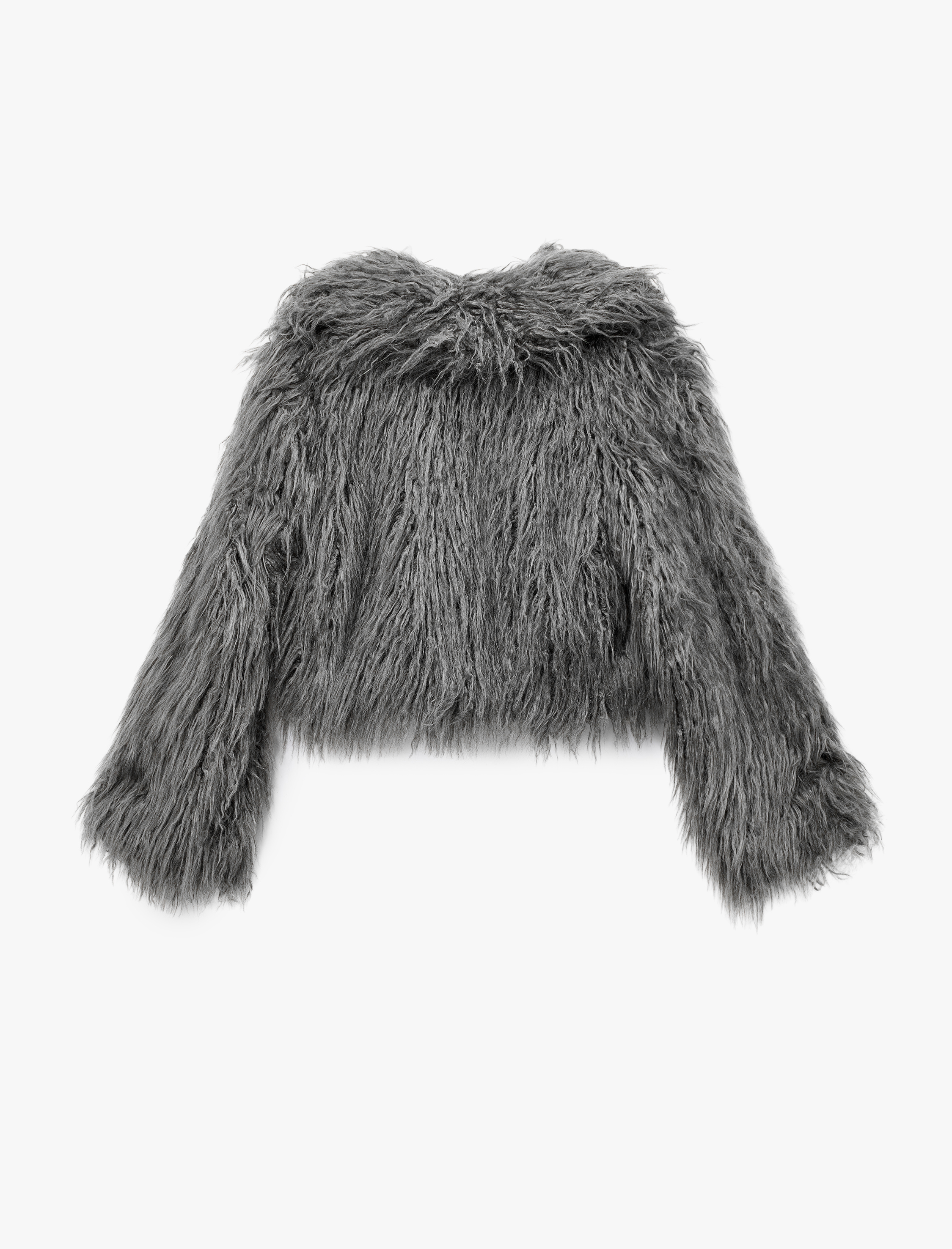 Uzun Kollu Şal Yaka Kısa Suni Kürk Mont