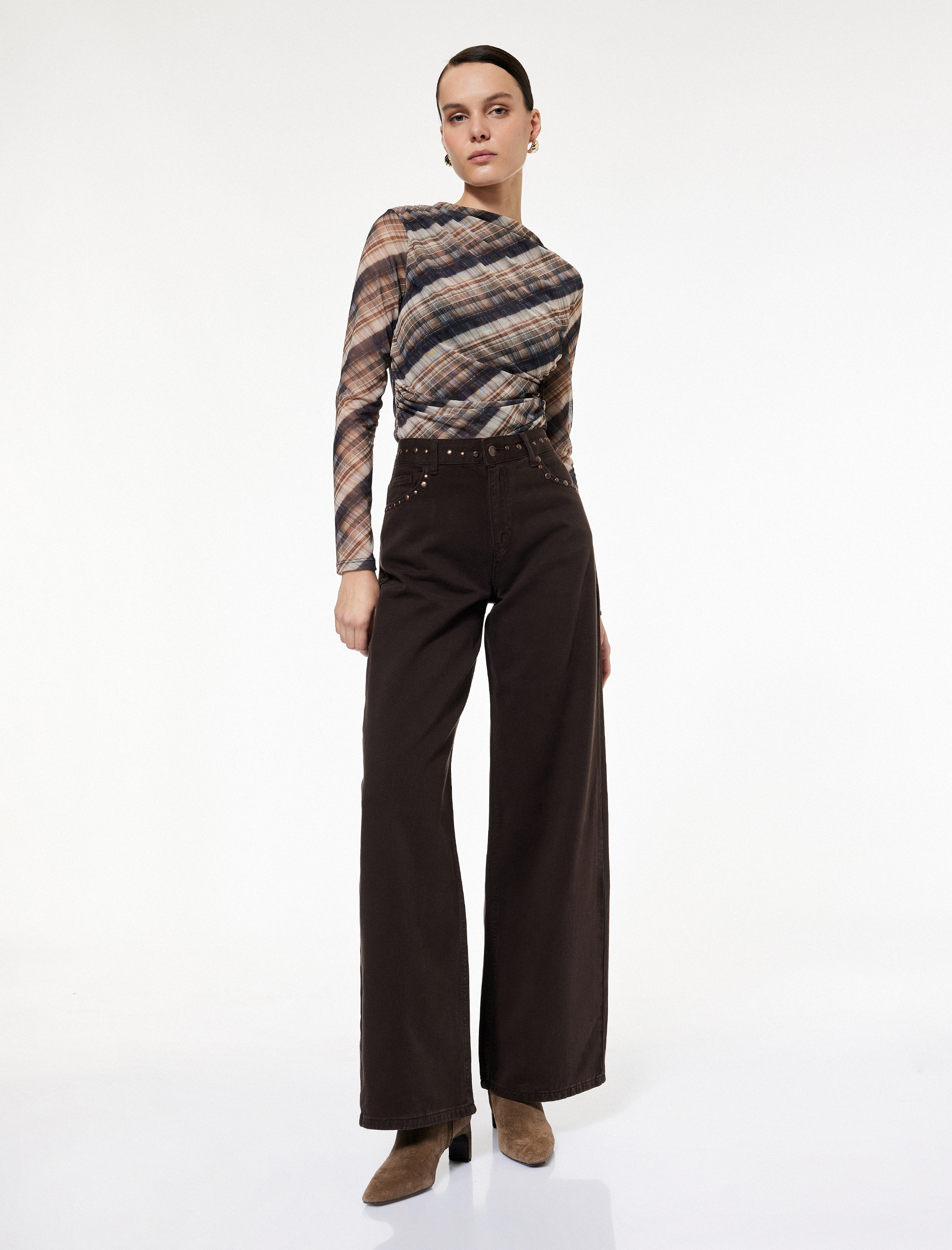   Koton X Sibil Çetinkaya - Cepli Troklu Rahat Kalıp Bol Paça Jean Pantolon - Loose Straight Fit Jean