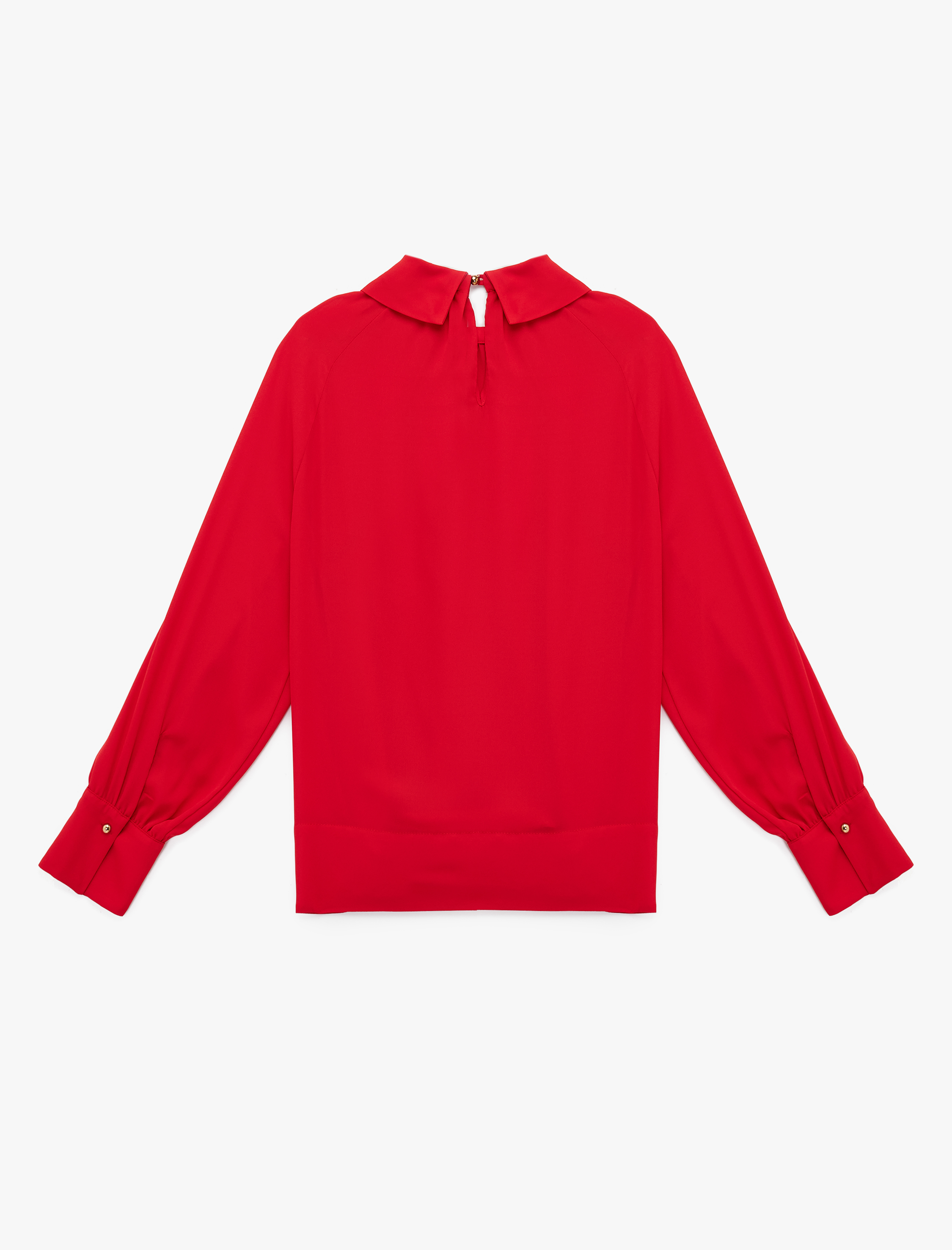   Regular Fit Uzun Kollu Dik Yaka Drapeli Bluz