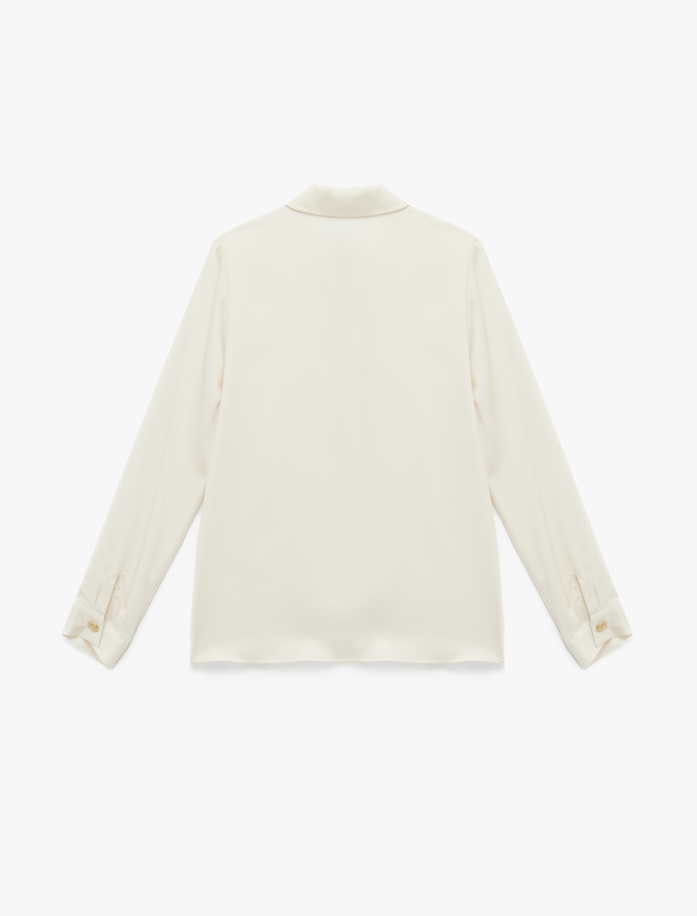   Uzun Kollu Düğmeli Klasik Yaka Saten Gömlek