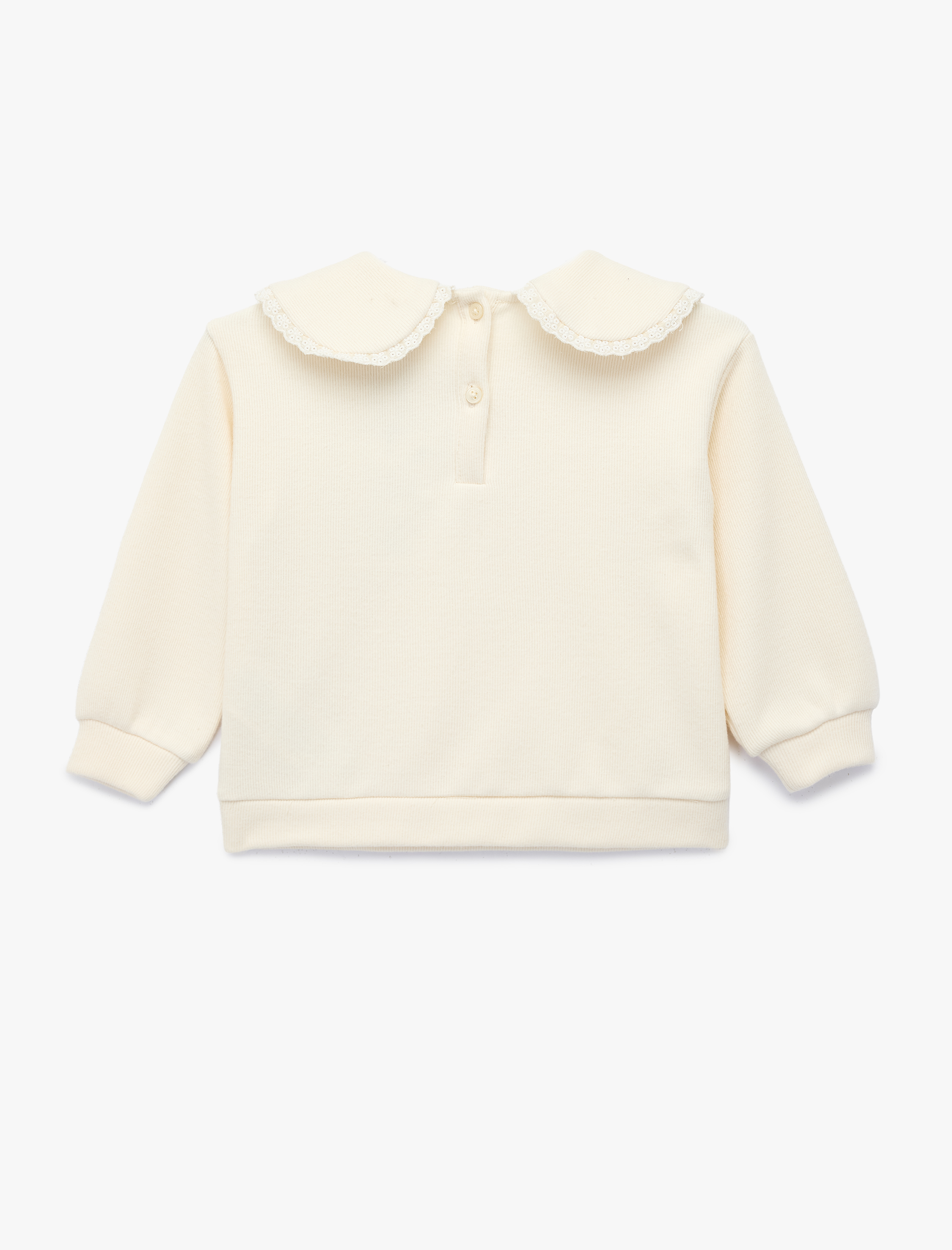  Kız Bebek Dokulu Uzun Kollu Bebe Yaka Sweatshirt