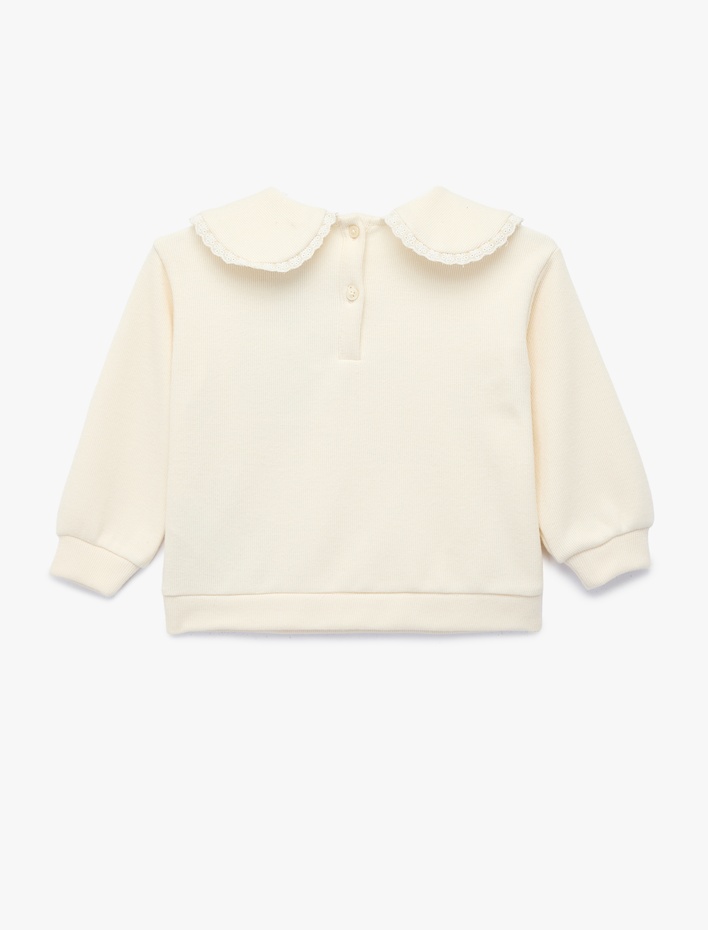 Kız Bebek Dokulu Uzun Kollu Bebe Yaka Sweatshirt