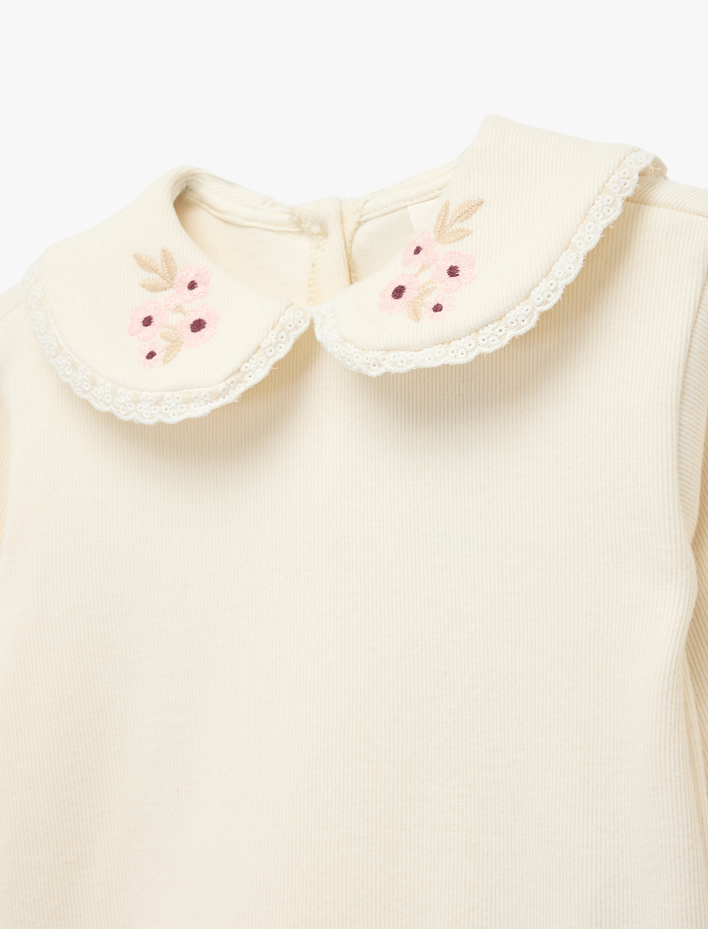  Kız Bebek Dokulu Uzun Kollu Bebe Yaka Sweatshirt