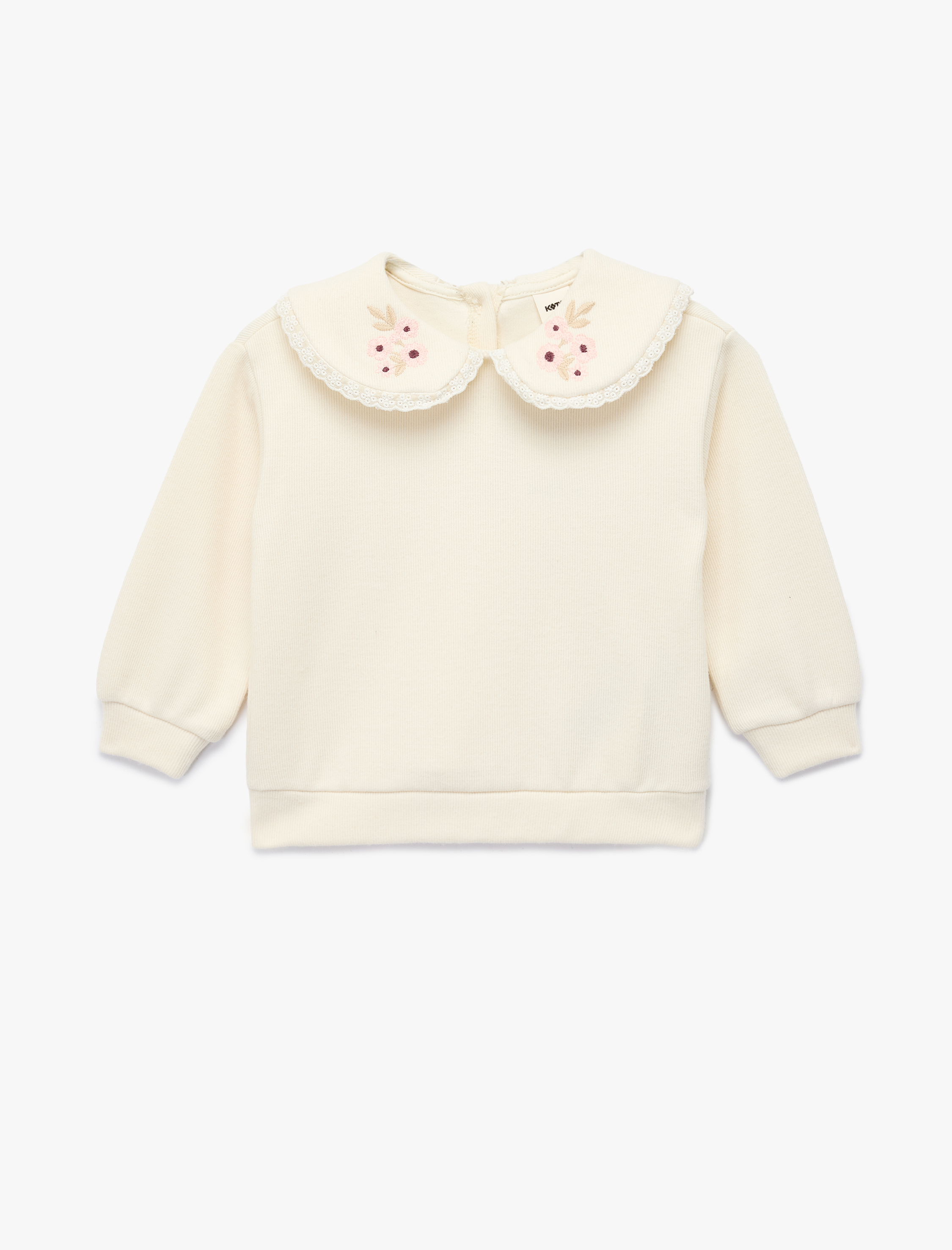  Kız Bebek Dokulu Uzun Kollu Bebe Yaka Sweatshirt